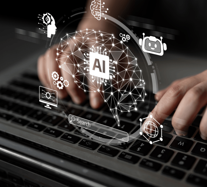 Researcher using AI tools on a laptop to assess O-1 and EB-1A publications