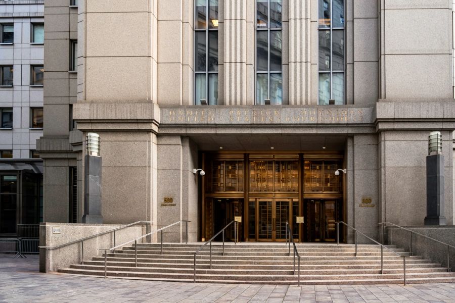 Entrance to the Daniel Patrick Moynihan United States Courthouse, where a district judge vacated the 75-country immigrant visa freeze
