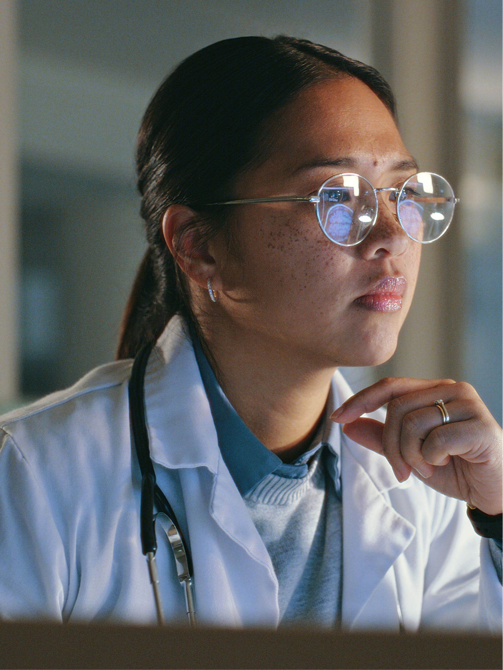 A physician in a professional setting