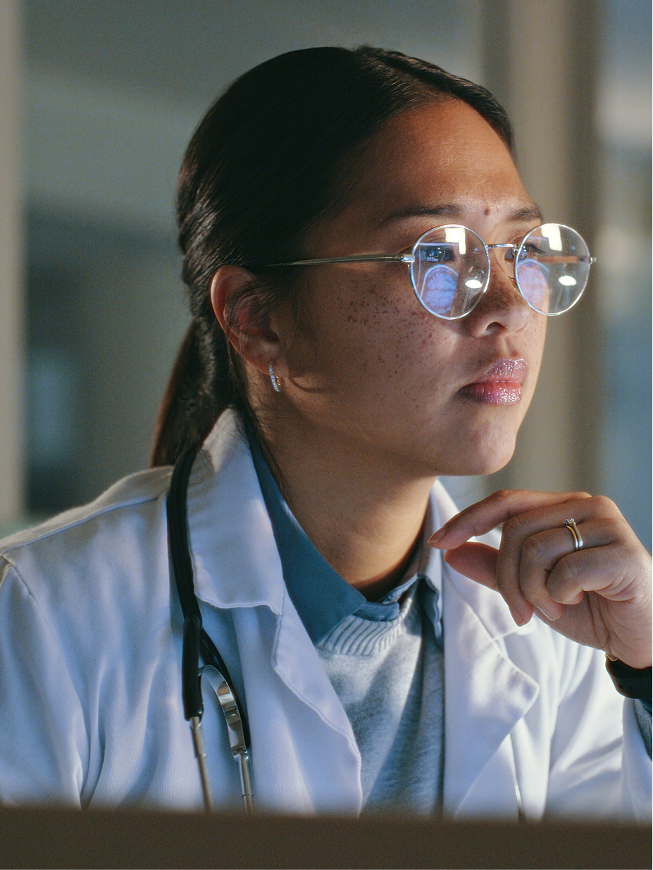 A physician in a professional setting