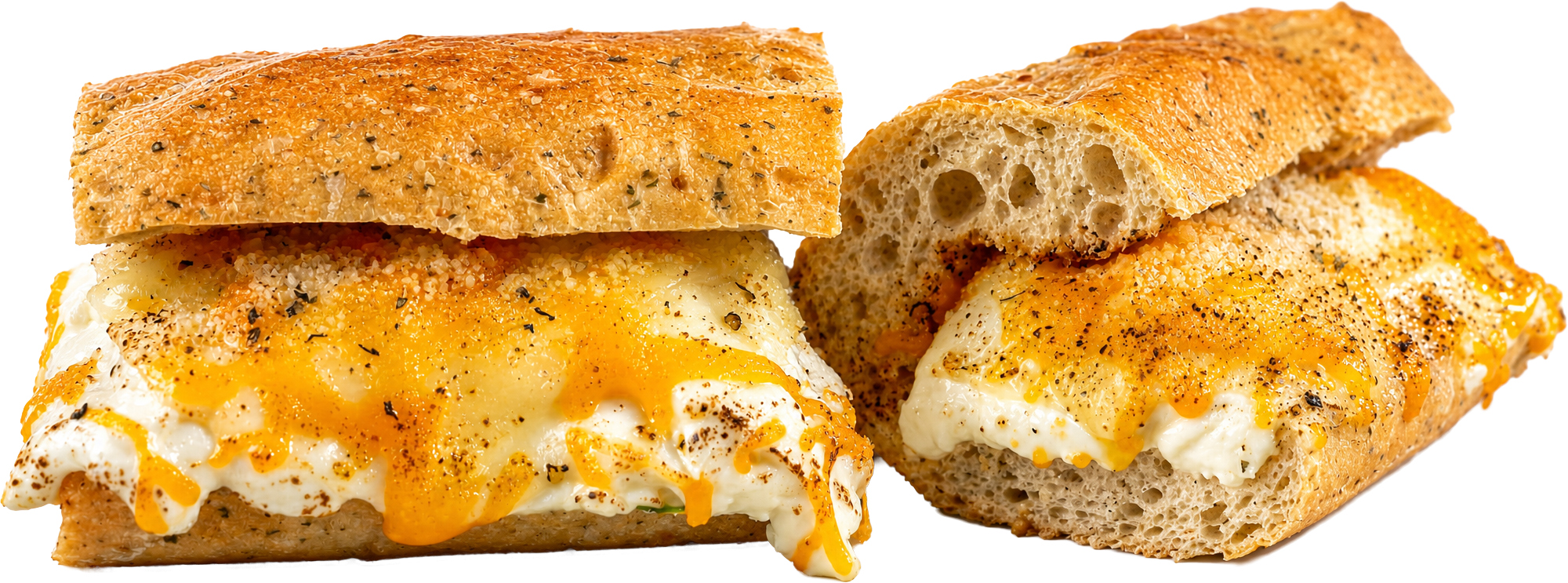 Chiesel TOASTED Cheese toasted sub with cheddar, swiss, provolone, garlic butter, and cream cheese & shake.