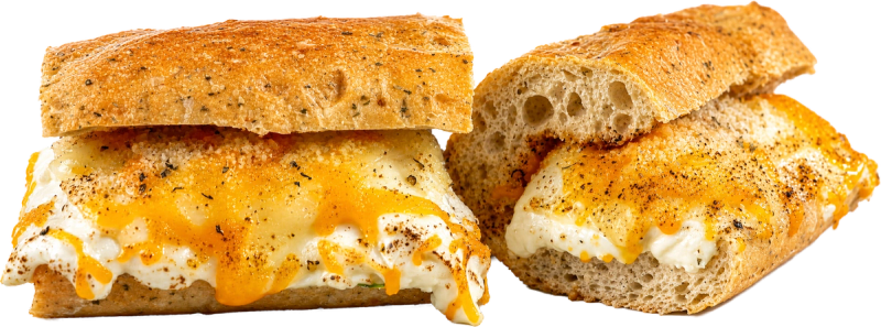 Chiesel TOASTED Cheese toasted sub with cheddar, swiss, provolone, garlic butter, and cream cheese & shake.