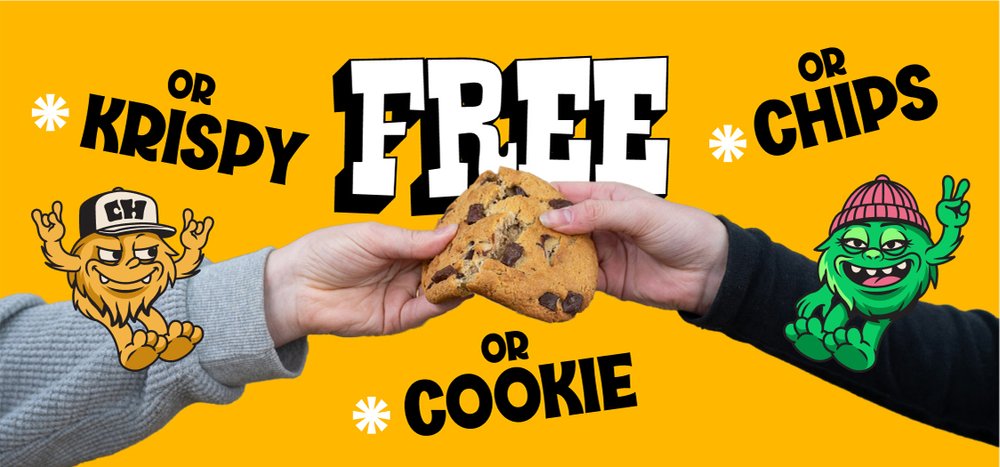 Free Cookie or Krispy or Chips = 650