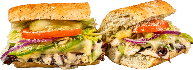 KGB Roast Beef & Horseradish toasted sub with roast beef, horseradish, green bell peppers, shrooms, and swiss.