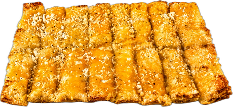 Garlic Cheese Bread munchie with signature garlic herb bread, garlic butter, cheddar, and provolone & shake.