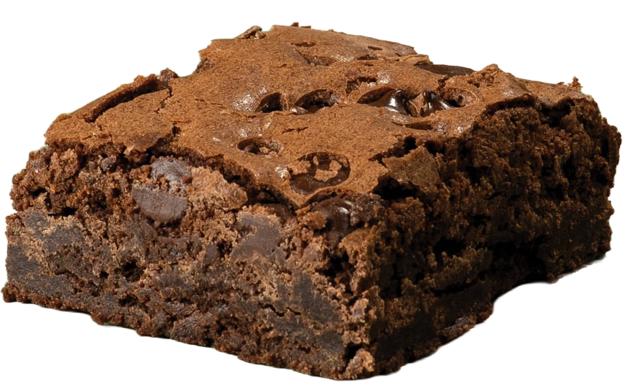 Brownie dessert with pure melted chocolate and chocolate chips.