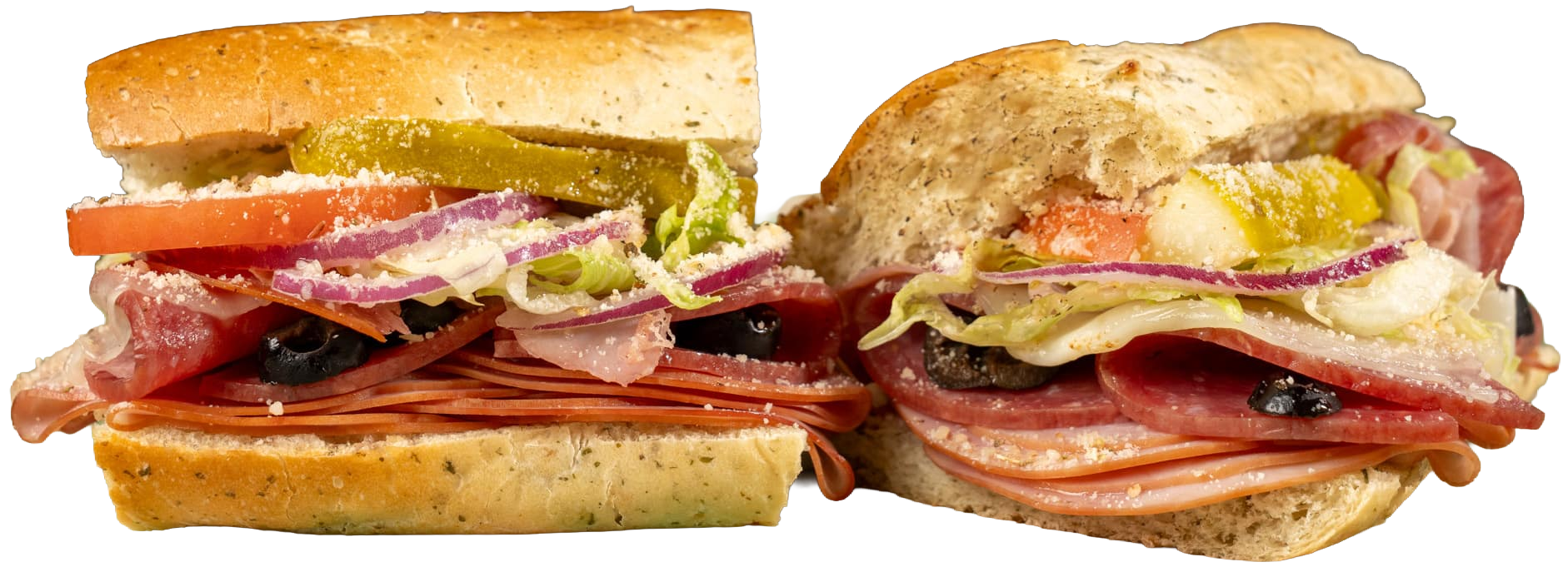 La Canna Italian toasted sub with smoked ham, genoa salami, prosciutto, black olive, and provolone.