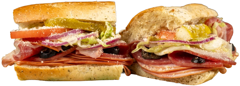 La Canna Italian toasted sub with smoked ham, genoa salami, prosciutto, black olive, and provolone.