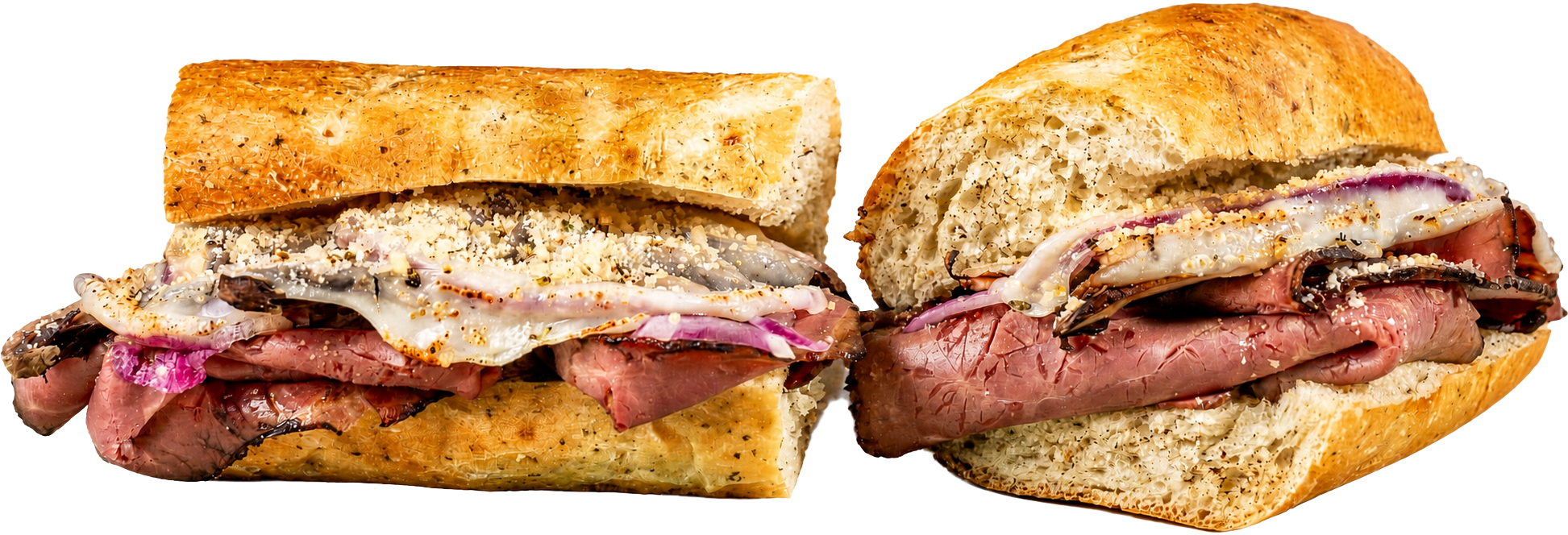 AK-47 French Dip toasted sub with roast beef, onion, shrooms, and double provolone & shake.