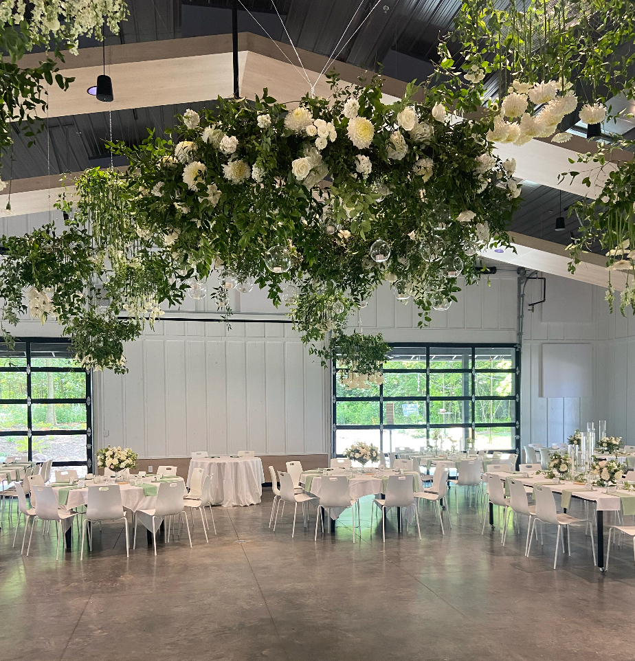 hanging floral installation wedding florist columbus ohio