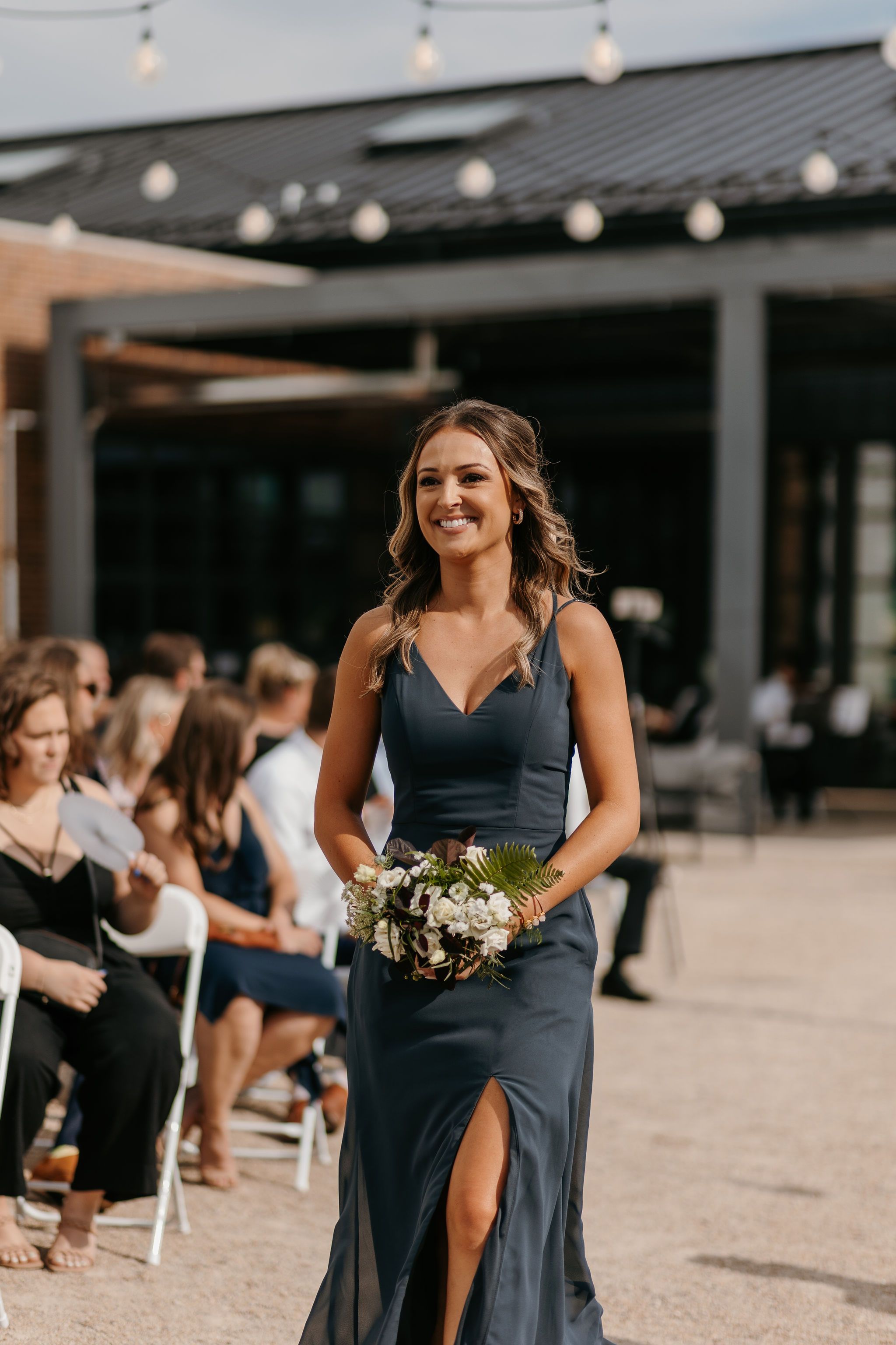 bridesmaid bouquet white green