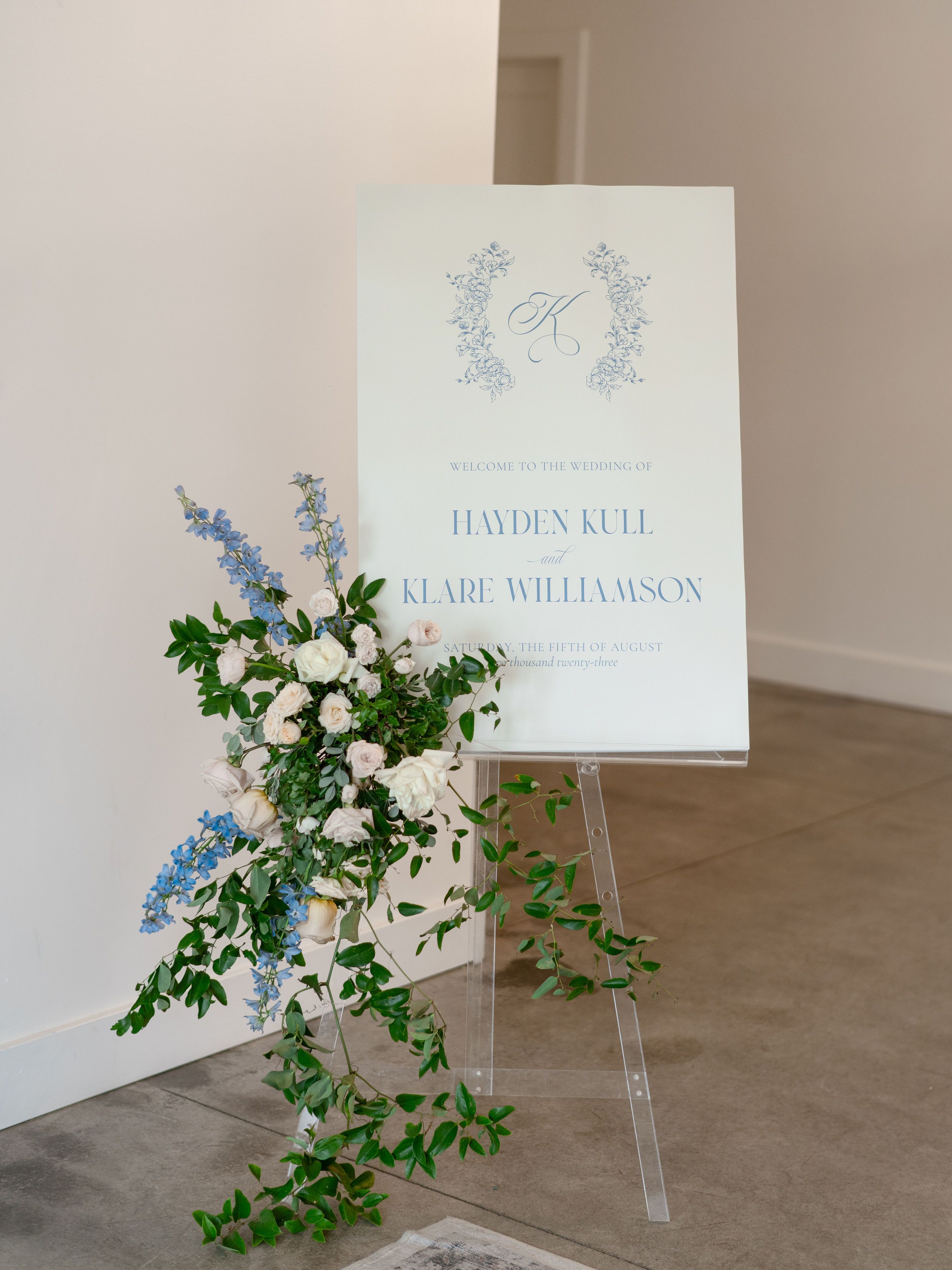 welcome sign flowers with blue ohio florist