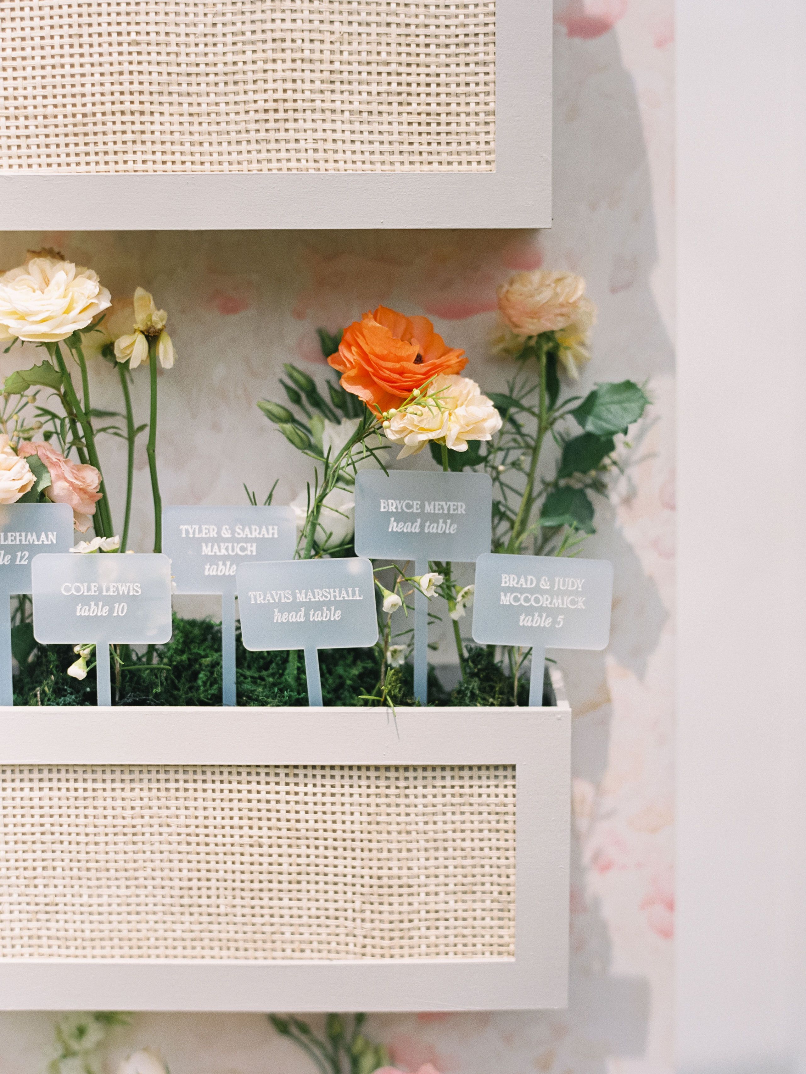 escort card flower boxes