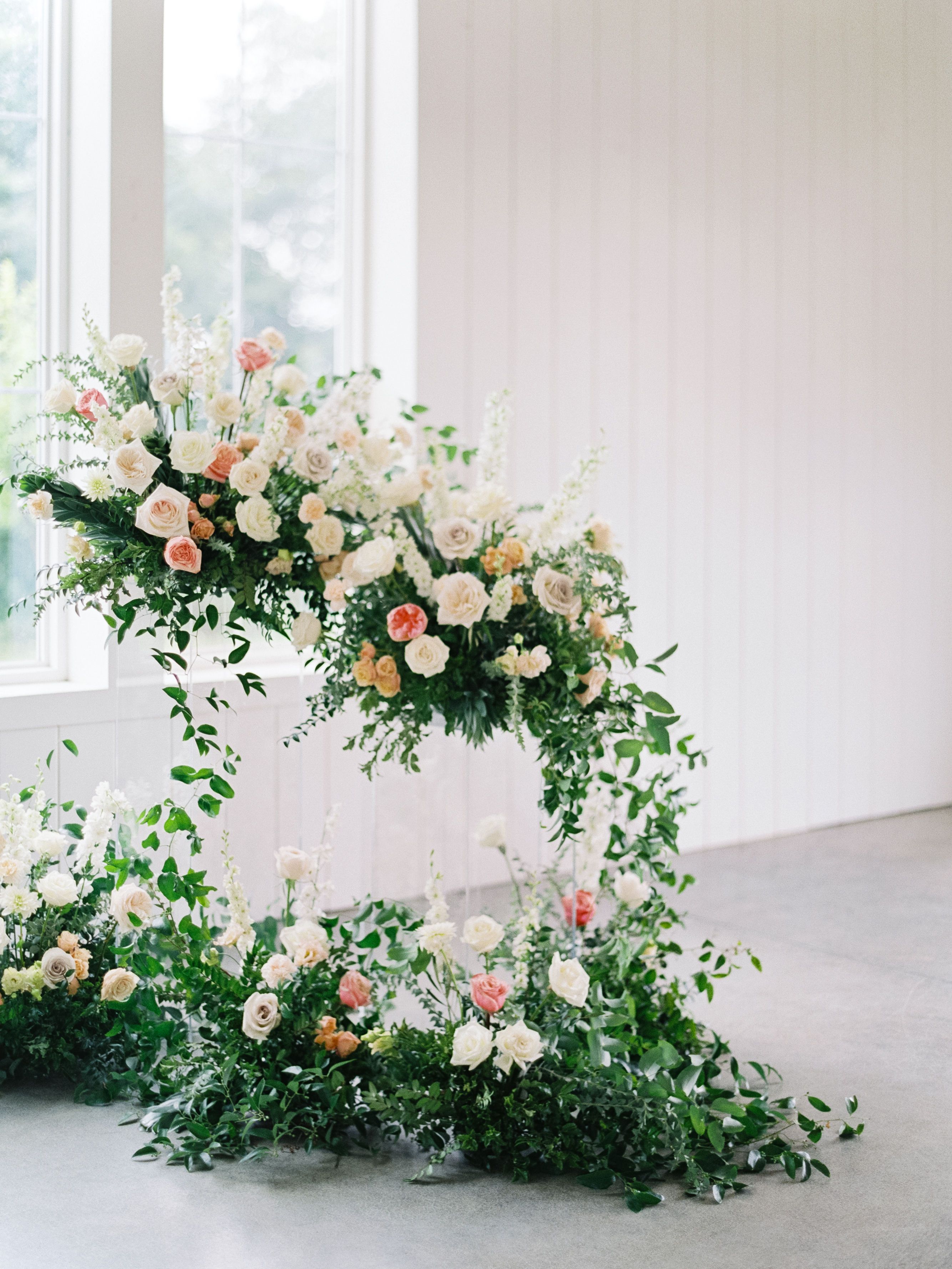 ceremony flowers coral white