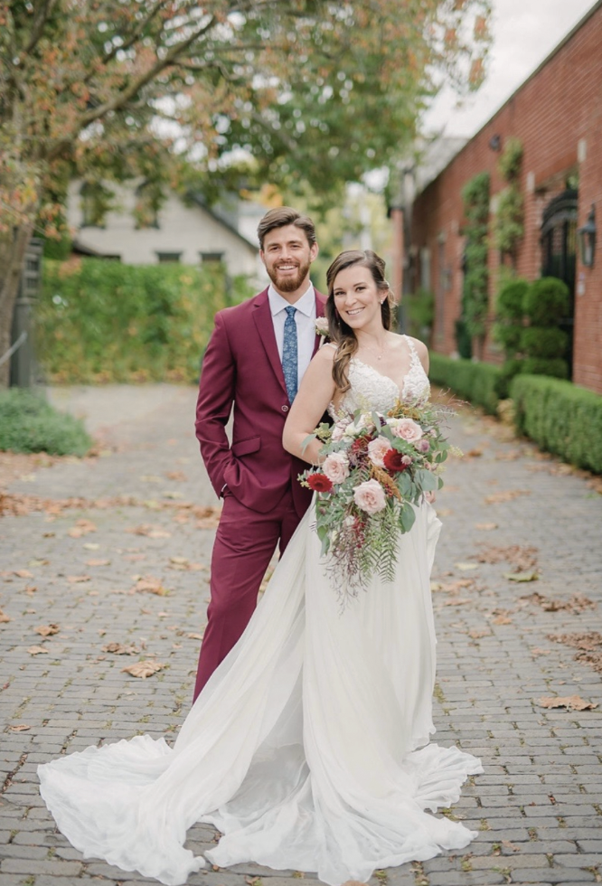 Burgundy Suit Couple, Nationwide wedding
