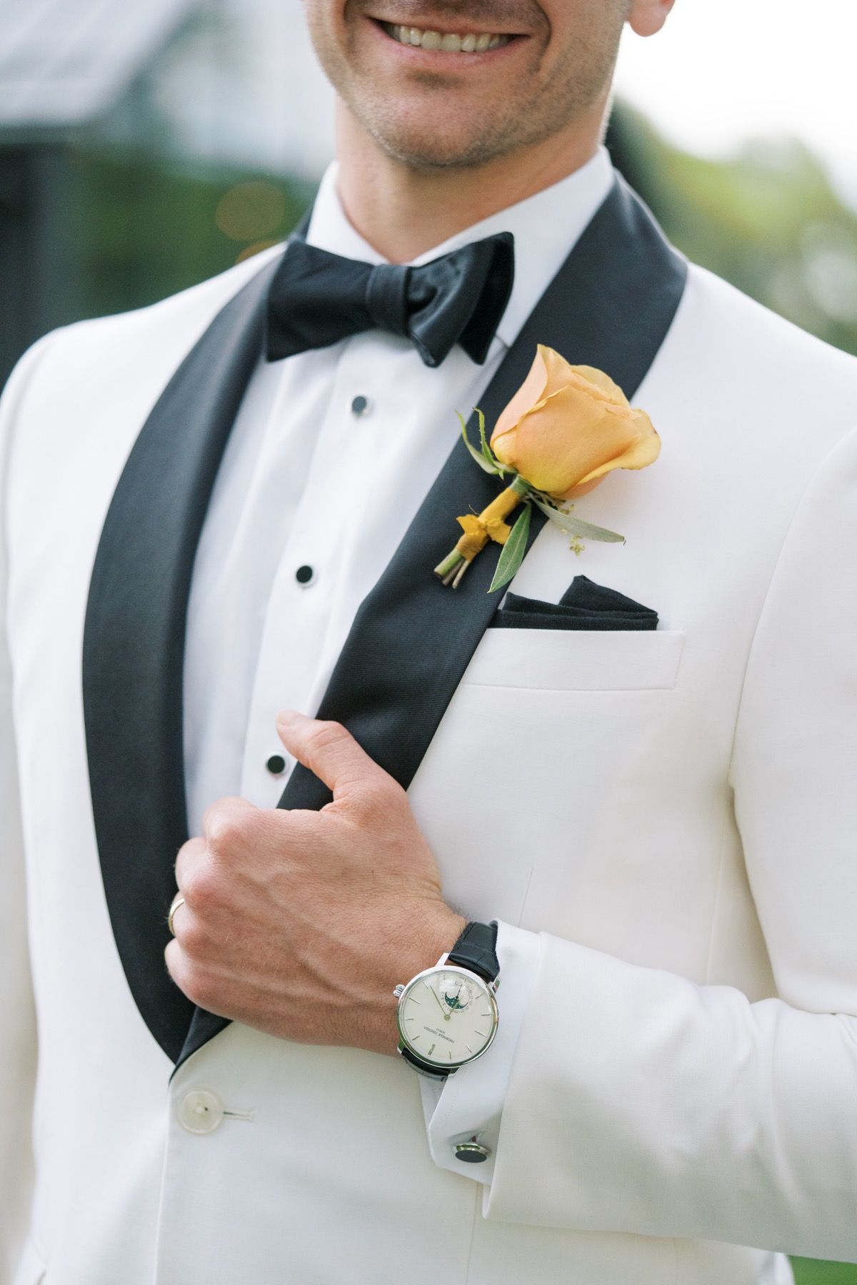 orange toned wedding boutonniere columbus ohio