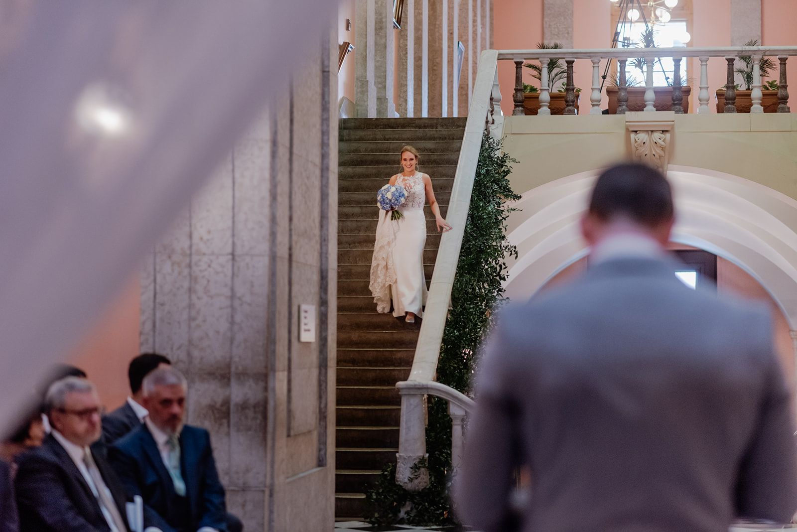 bridal entrance down staircase ohio wedding florist