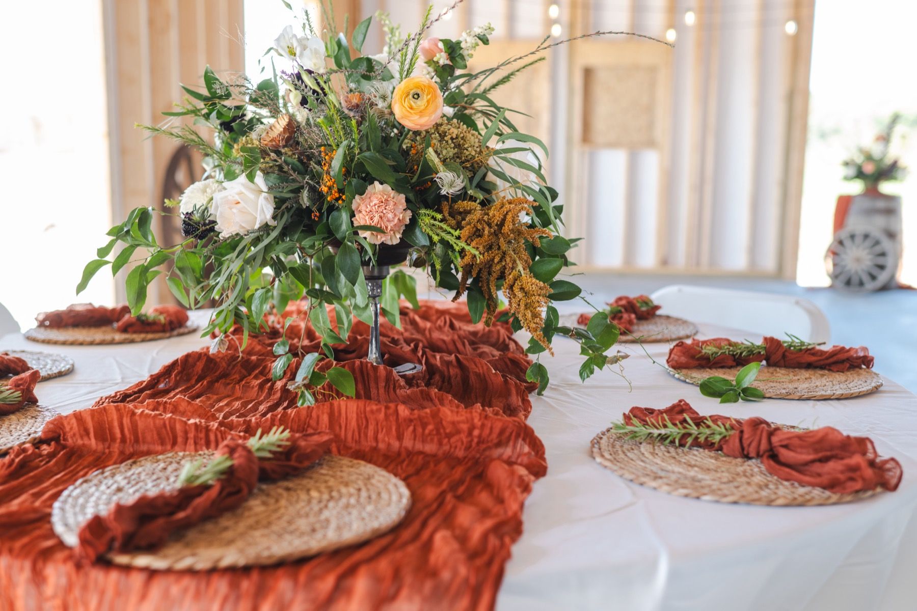 compote centerpieces rust amaranthus