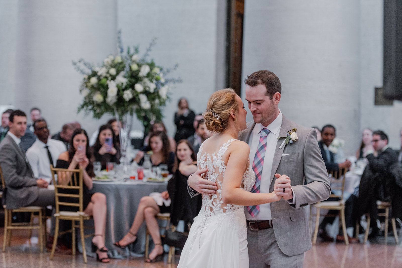 first dance with tall centerpiece
