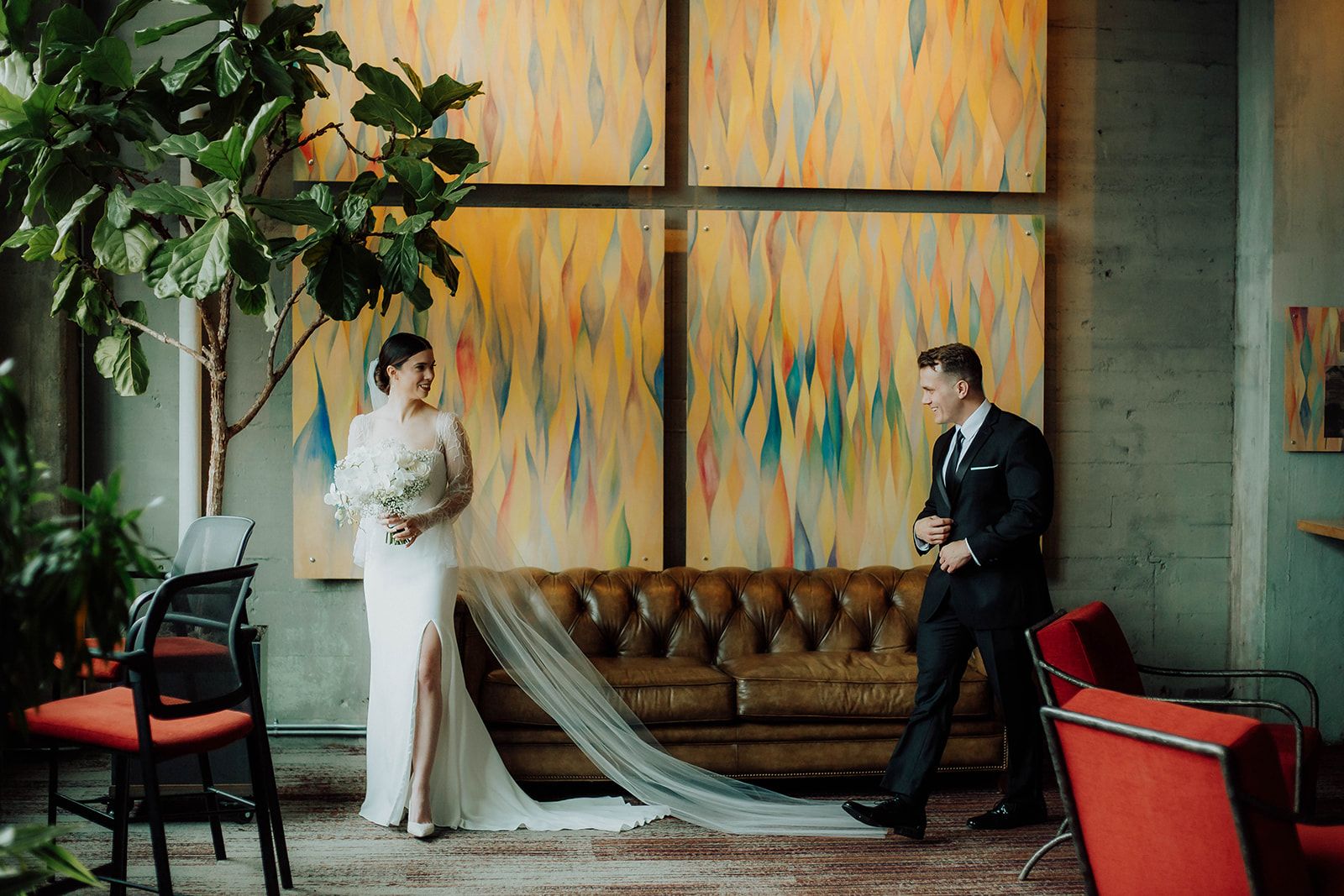 baby's breath and orchid bridal bouquet