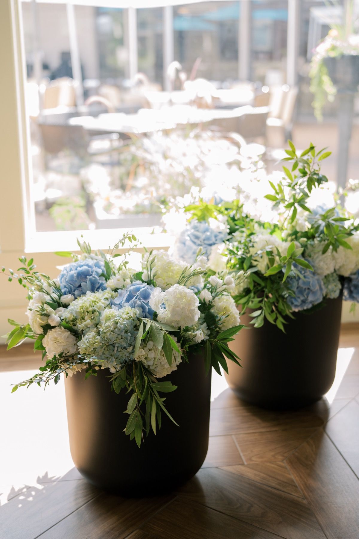 lobby hydrangea arrangements