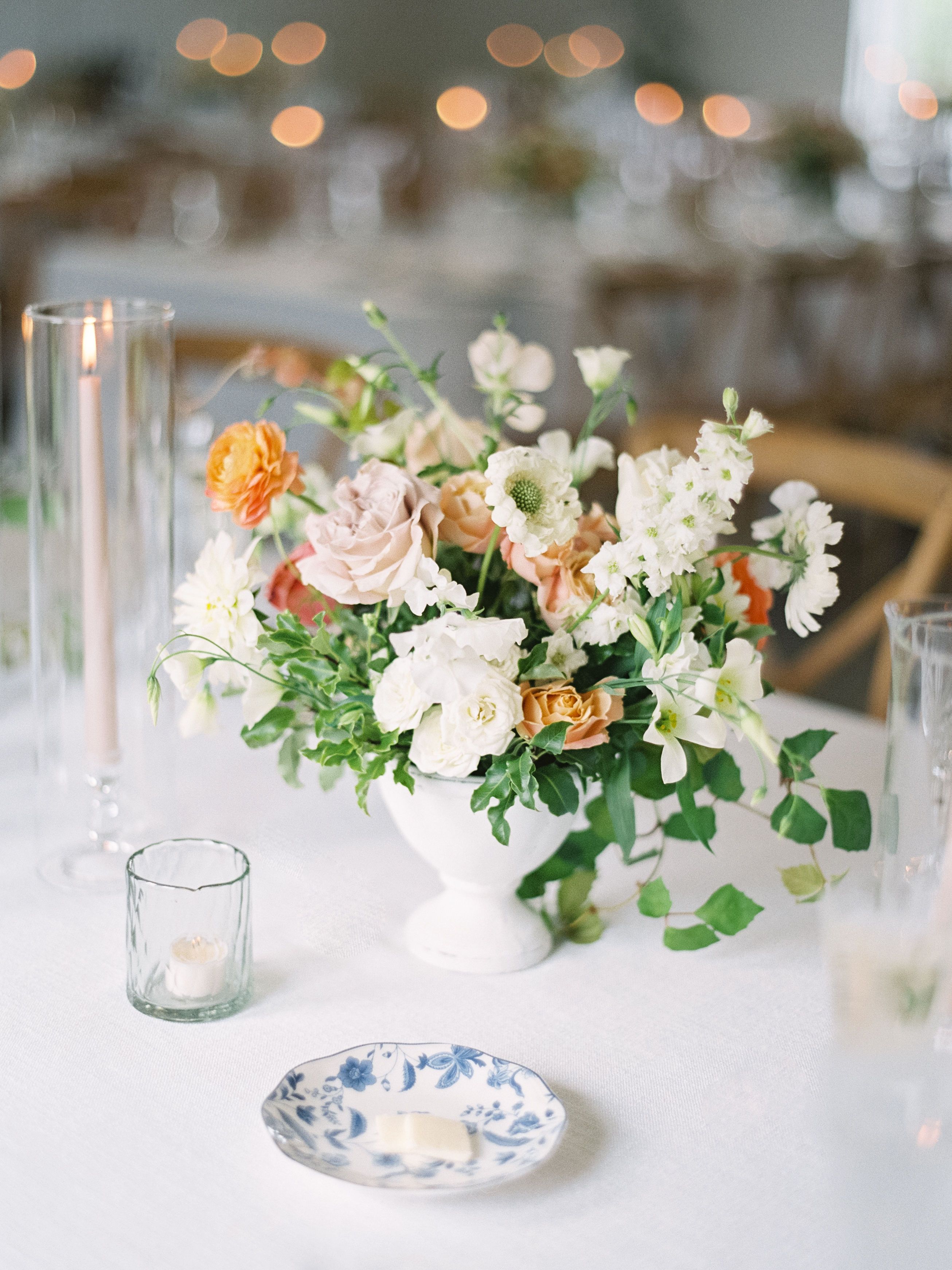 centerpiece in white compote