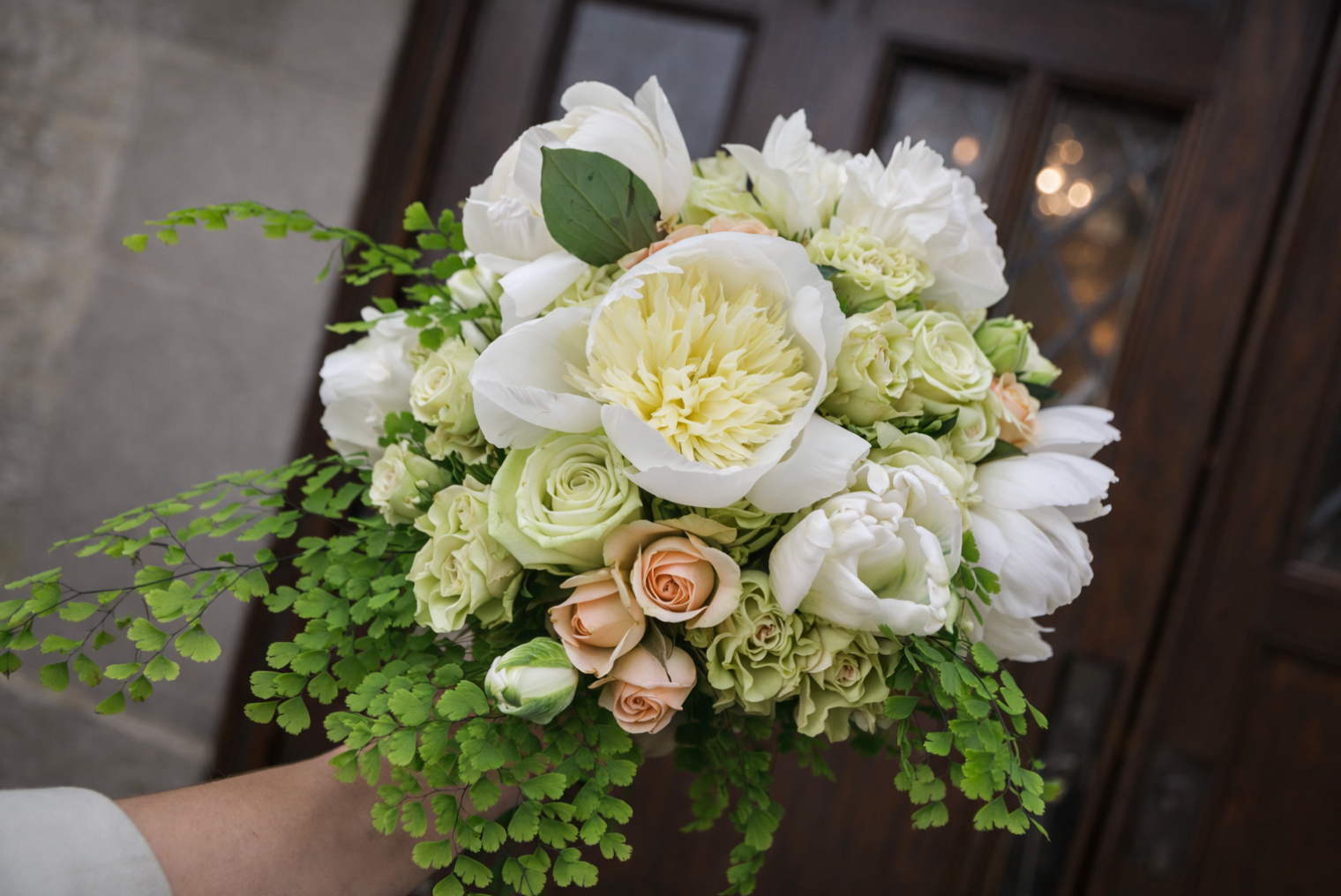 bridal bouquet with maidenhair fern