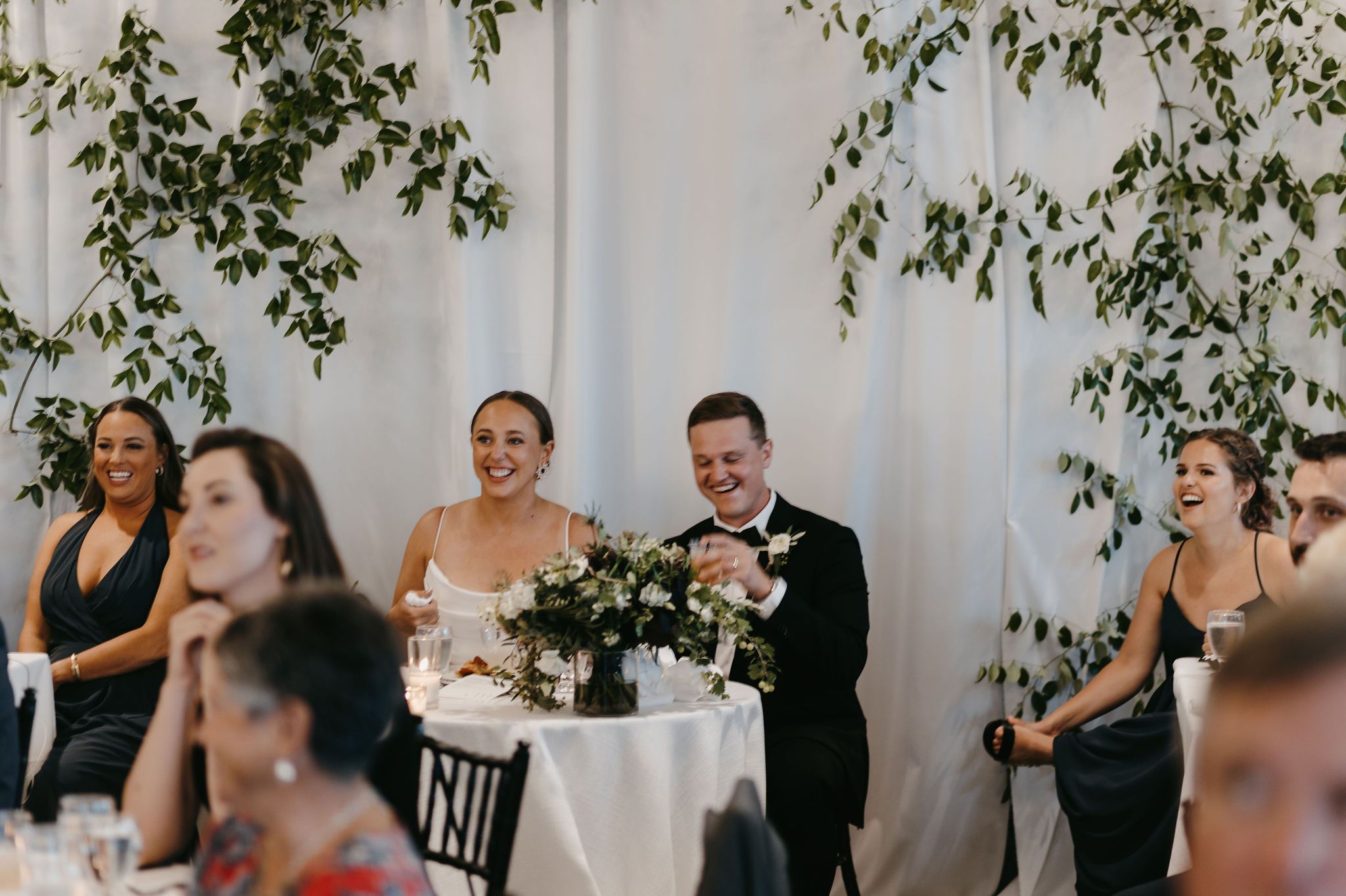sweetheart table with greenery backdrop columbus ohio wedding flowers