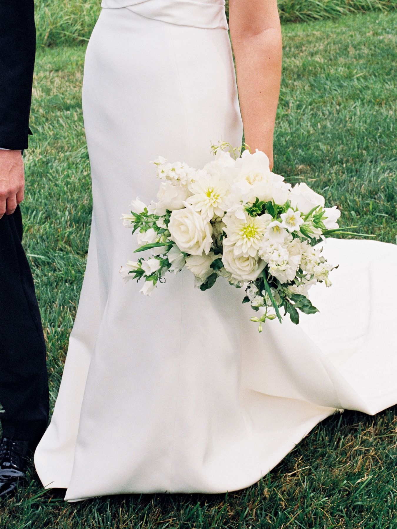 white artistic bridal bouquet