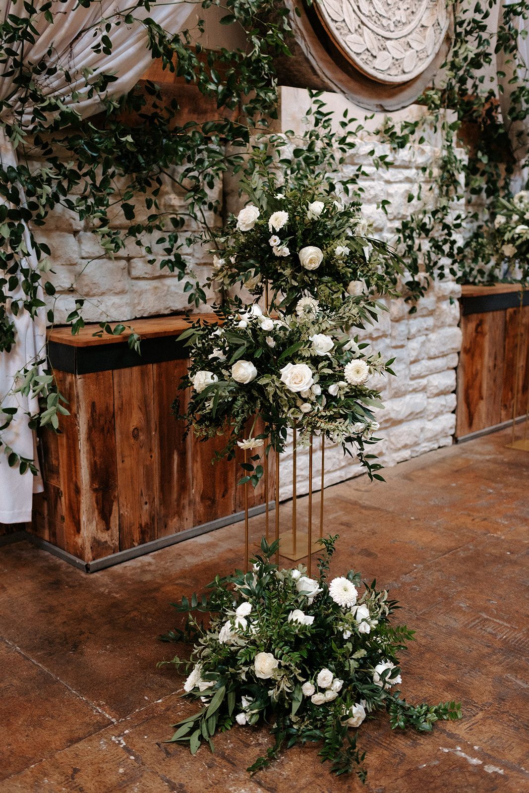 white and green wedding ceremony