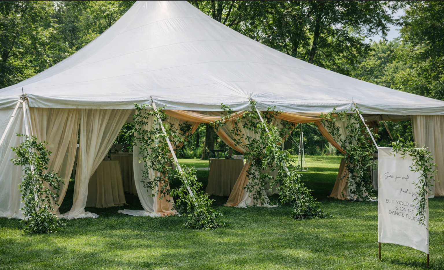 tent at VFW July 2021 wedding