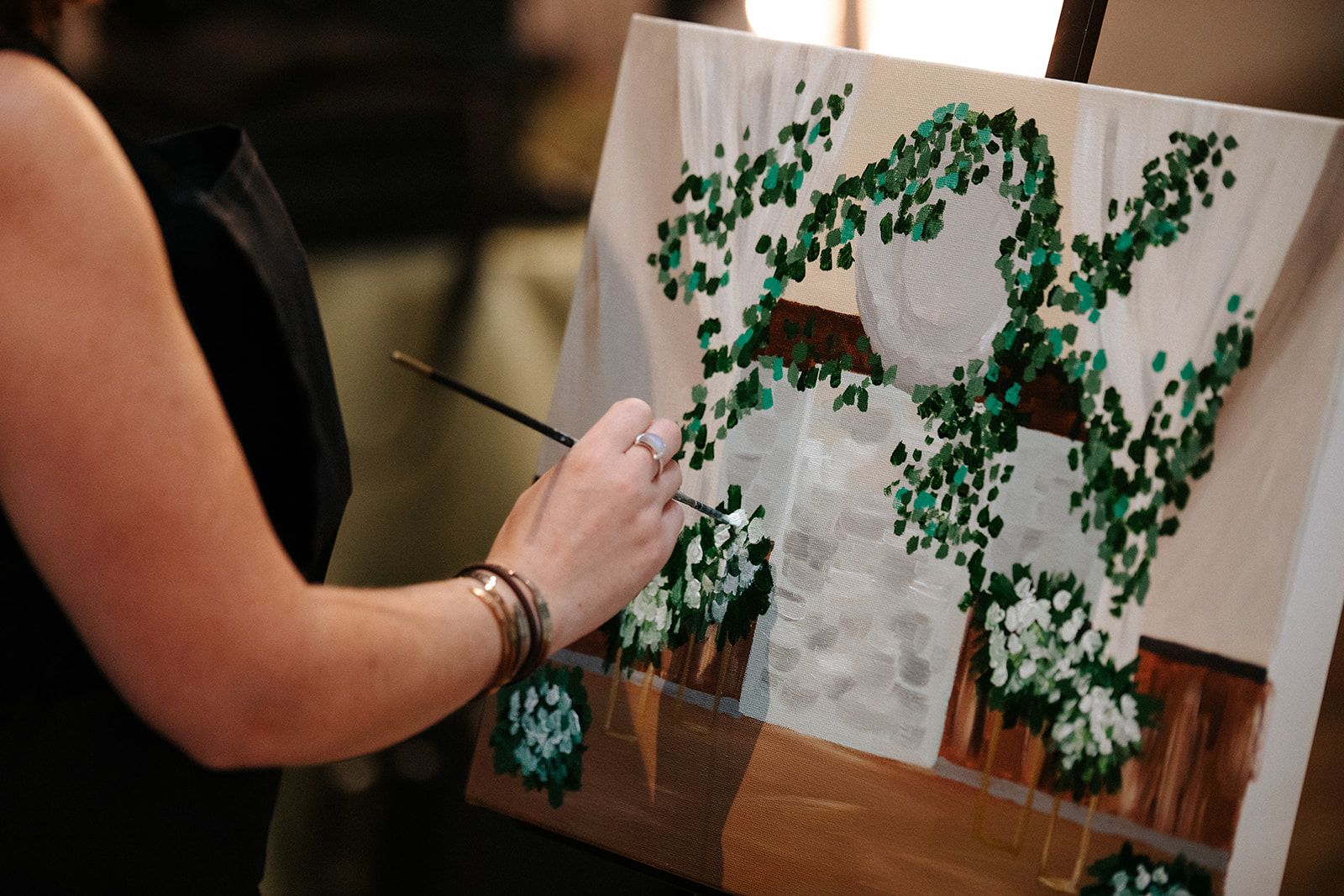 painting of greenery wall columbus ohio wedding painter