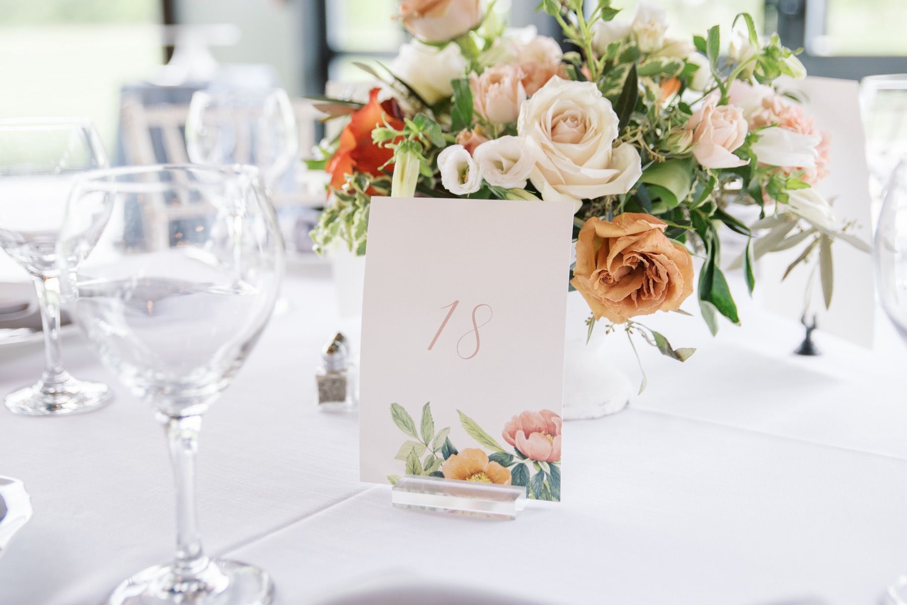 orange toned centerpiece columbus ohio wedding