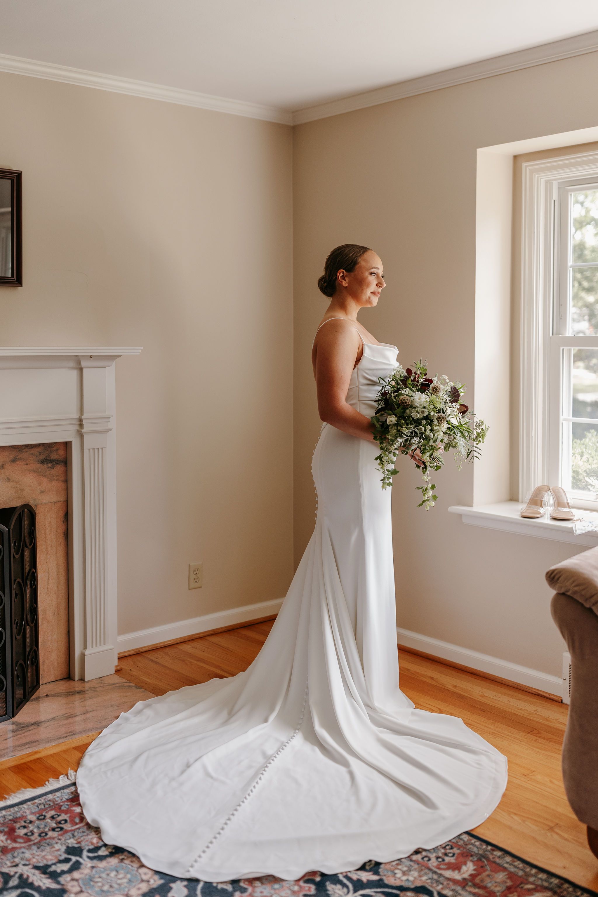 bridal bouquet green and white