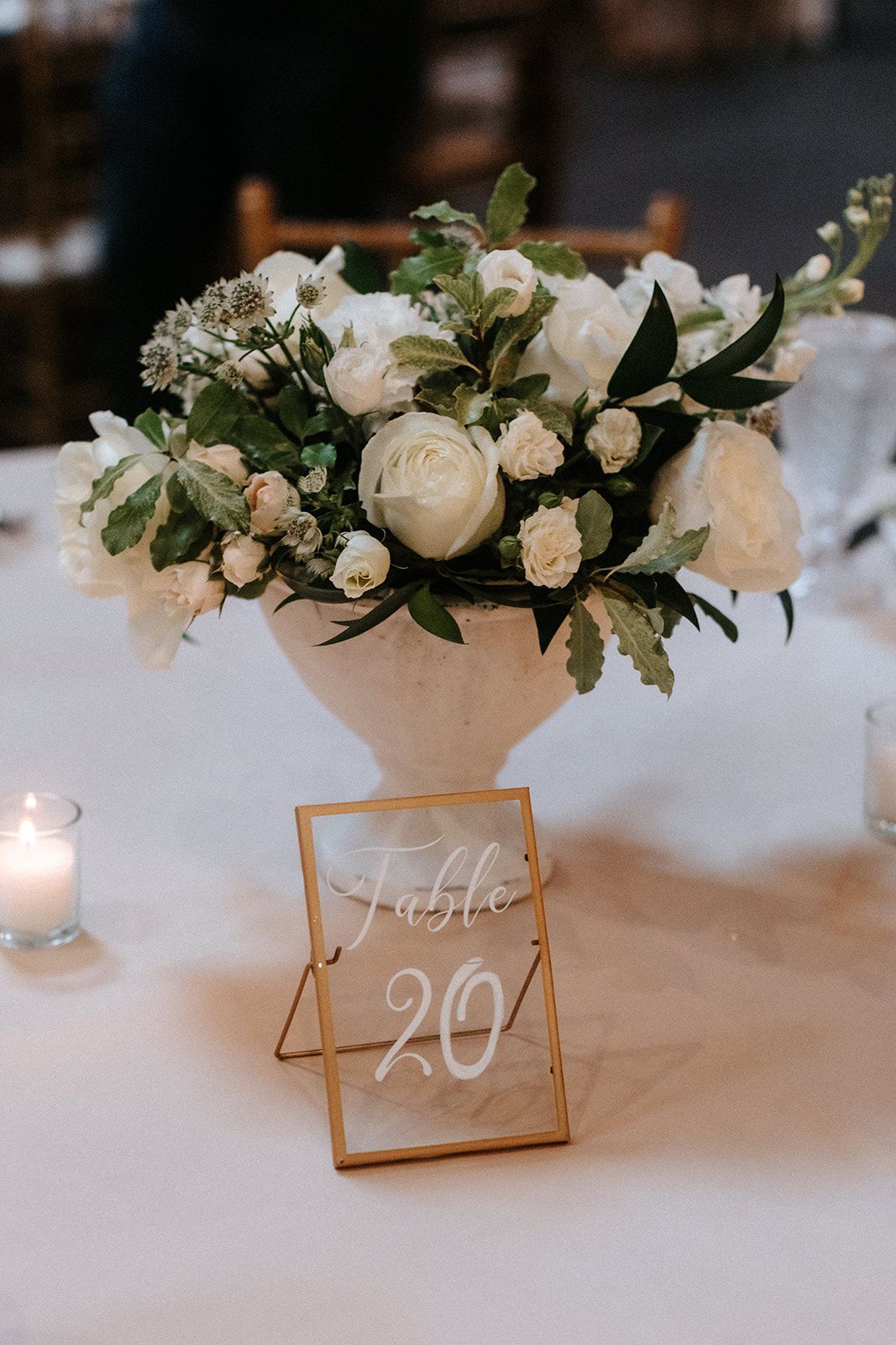 white compote centerpiece columbus ohio wedding