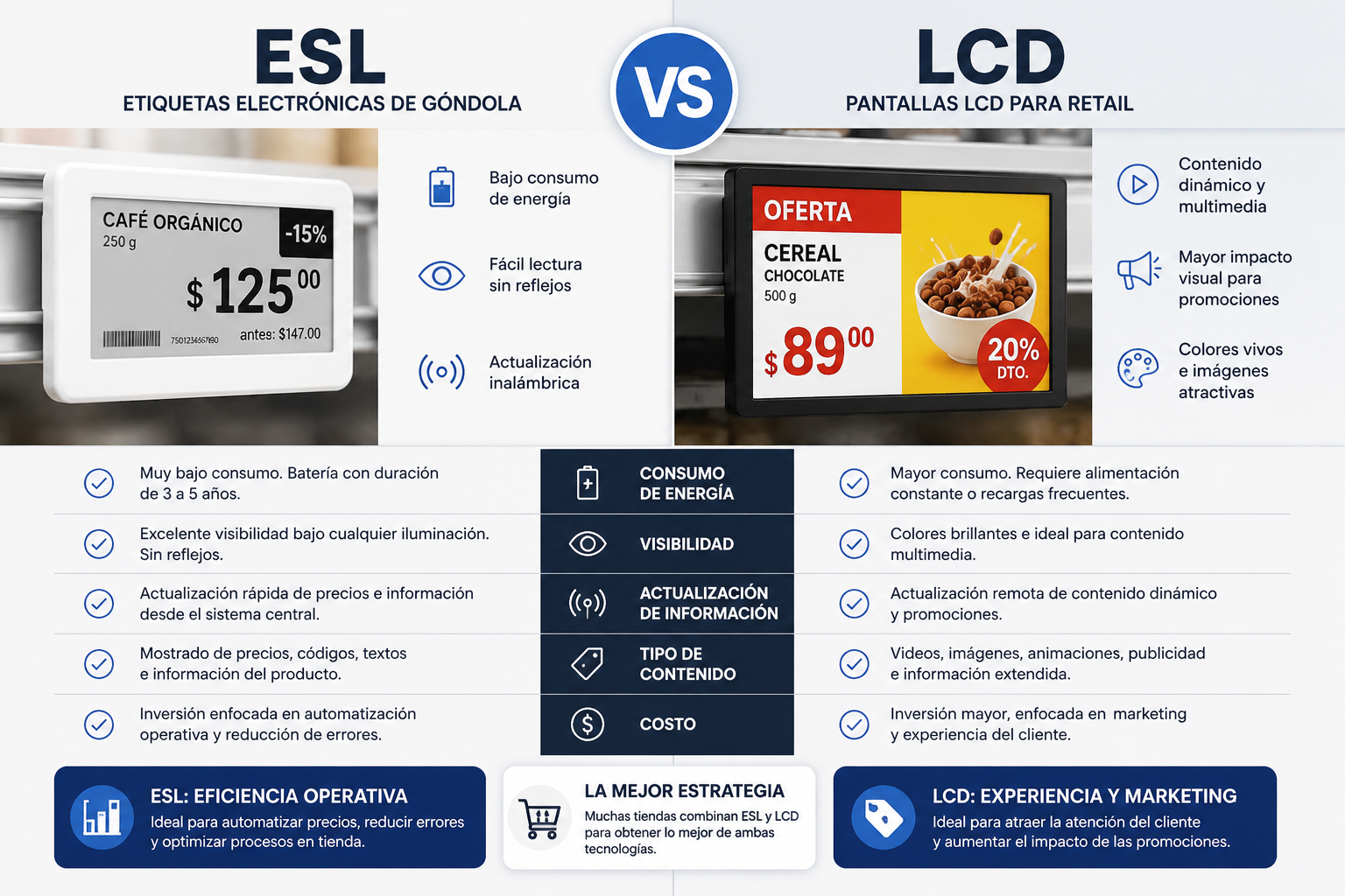 Etiquetas ESL vs LCD: ¿Cuál es la mejor opción para tu tienda?