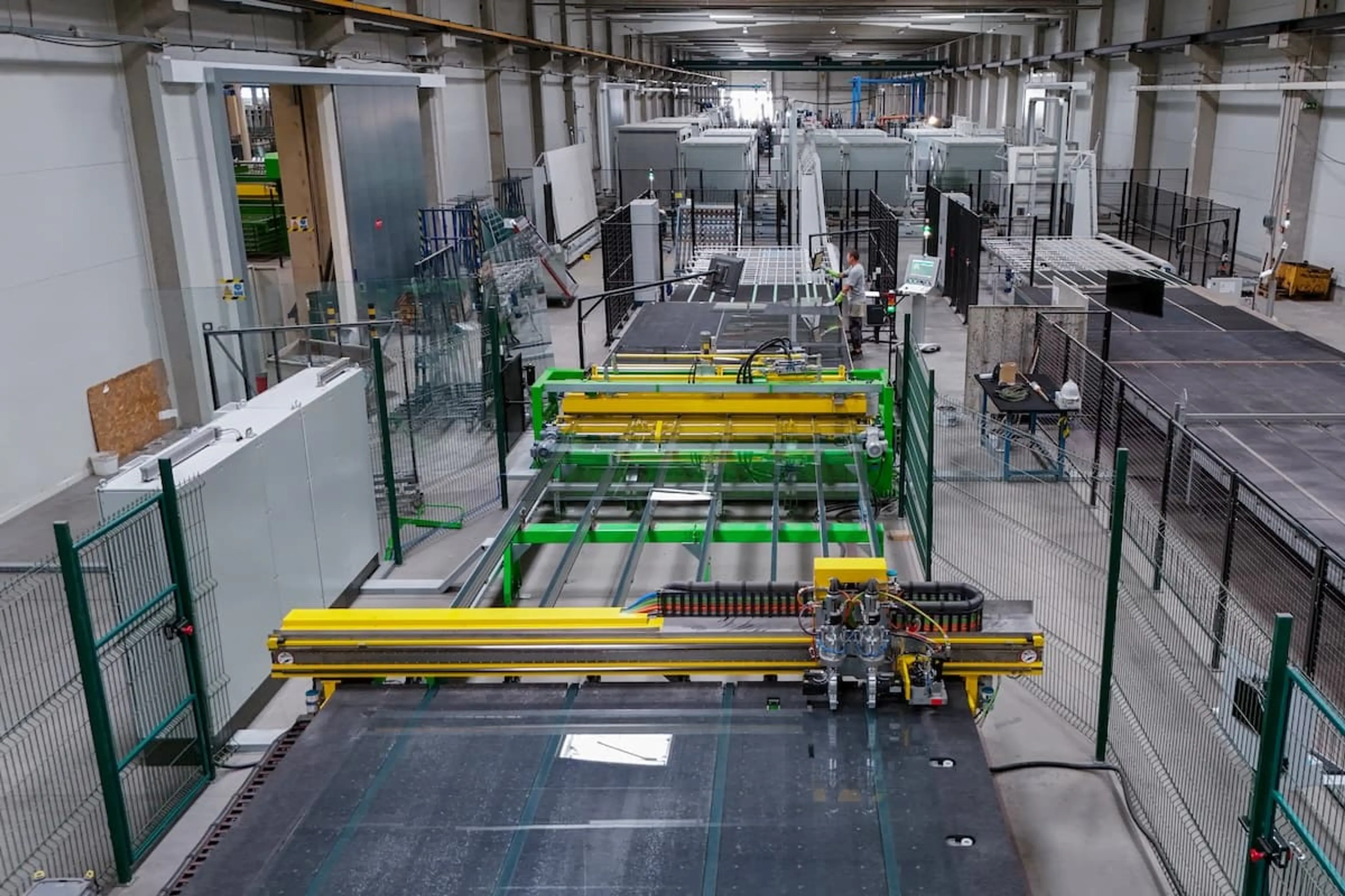 Glass cutting machines in a factory