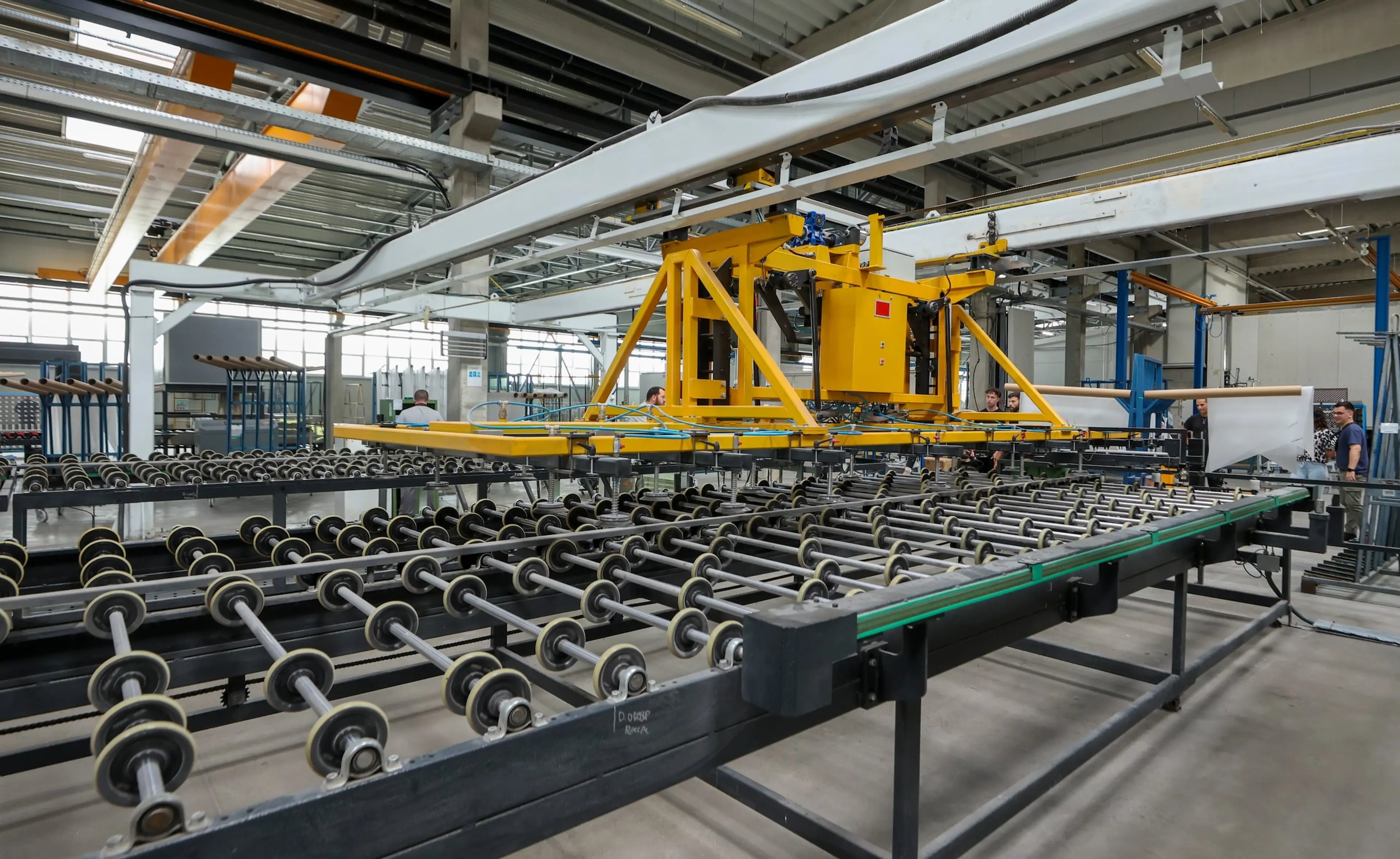 A lamination machine in a factory