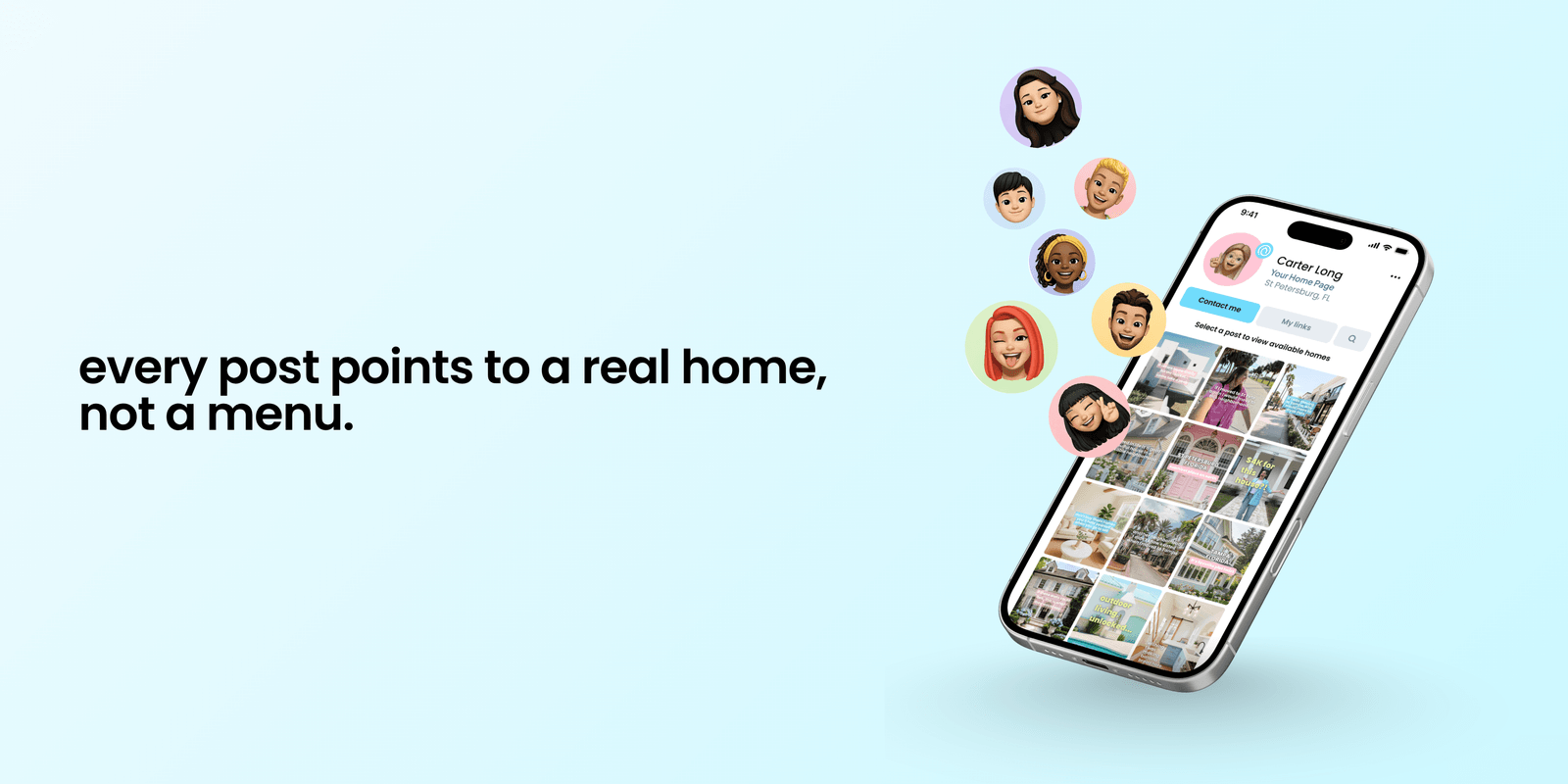 Your Home Page — live MLS listings in a branded link-in-bio page