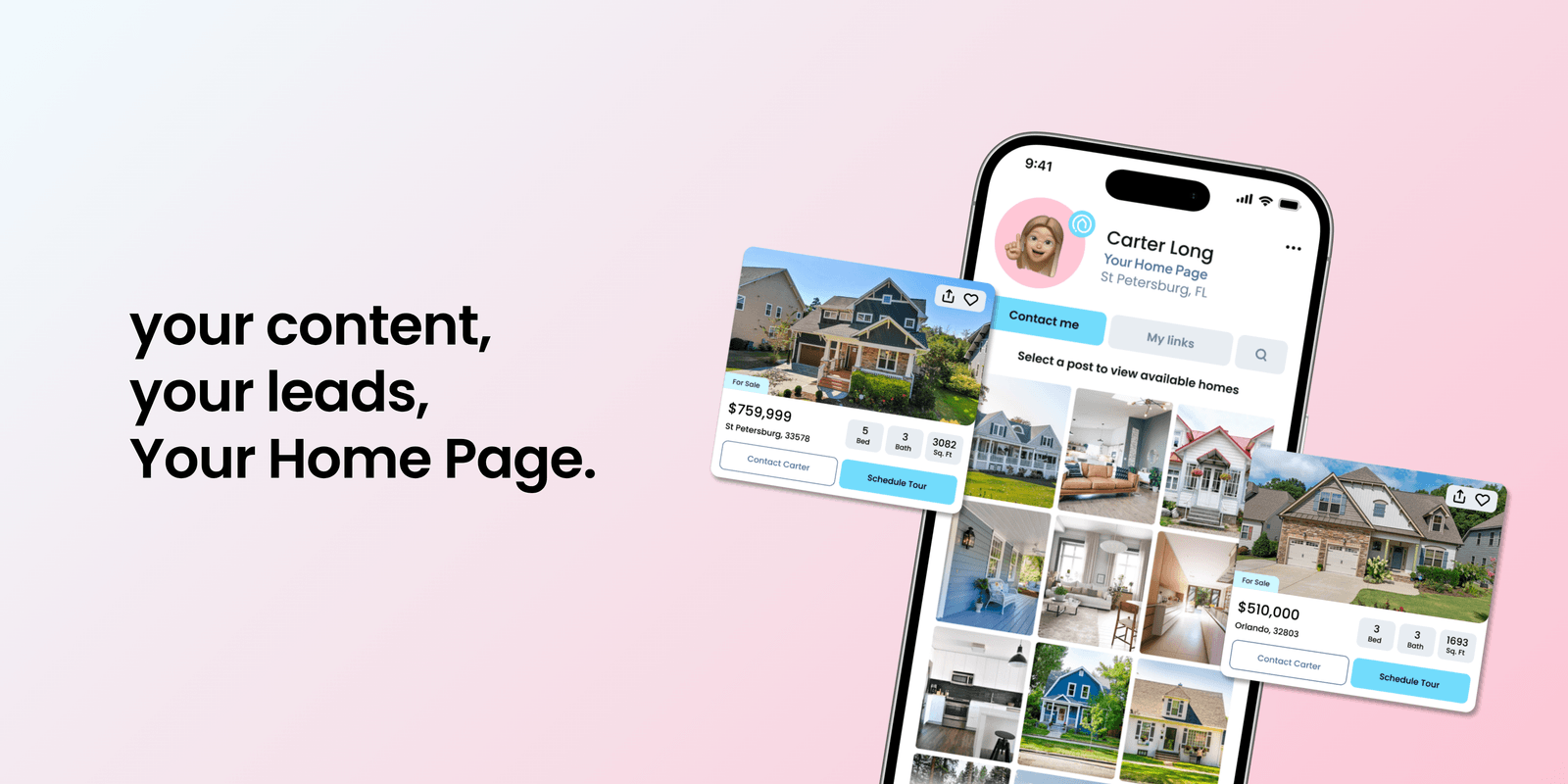 Your Home Page dashboard showing posts linked to MLS listings