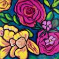 Close image of roses and lilies