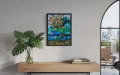 colorful painting on the wall of an urban apartment