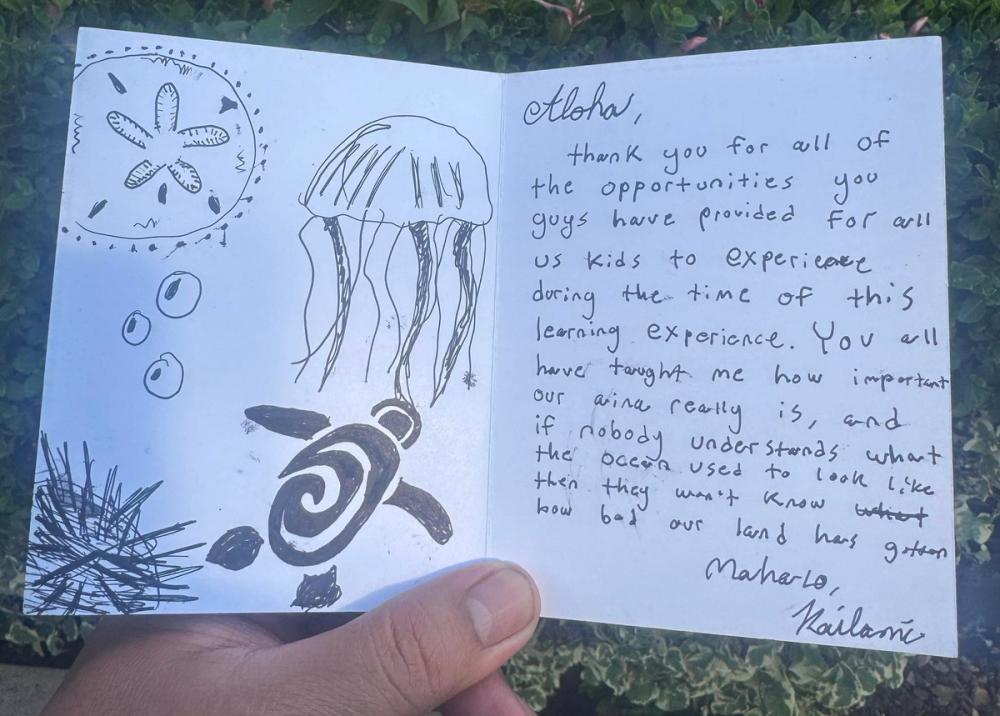 Youth handwritten thank you card