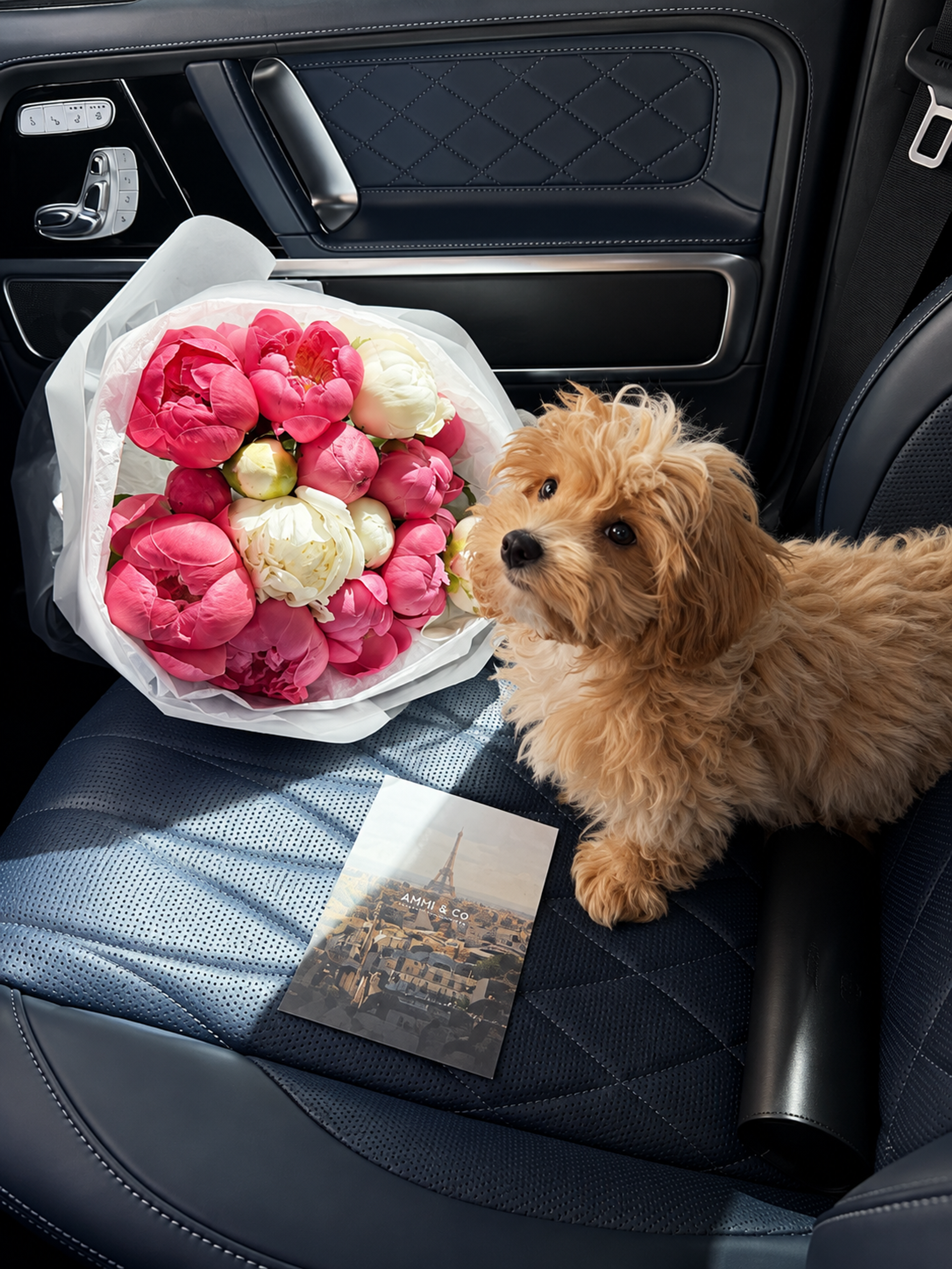 Peonies, coral and white