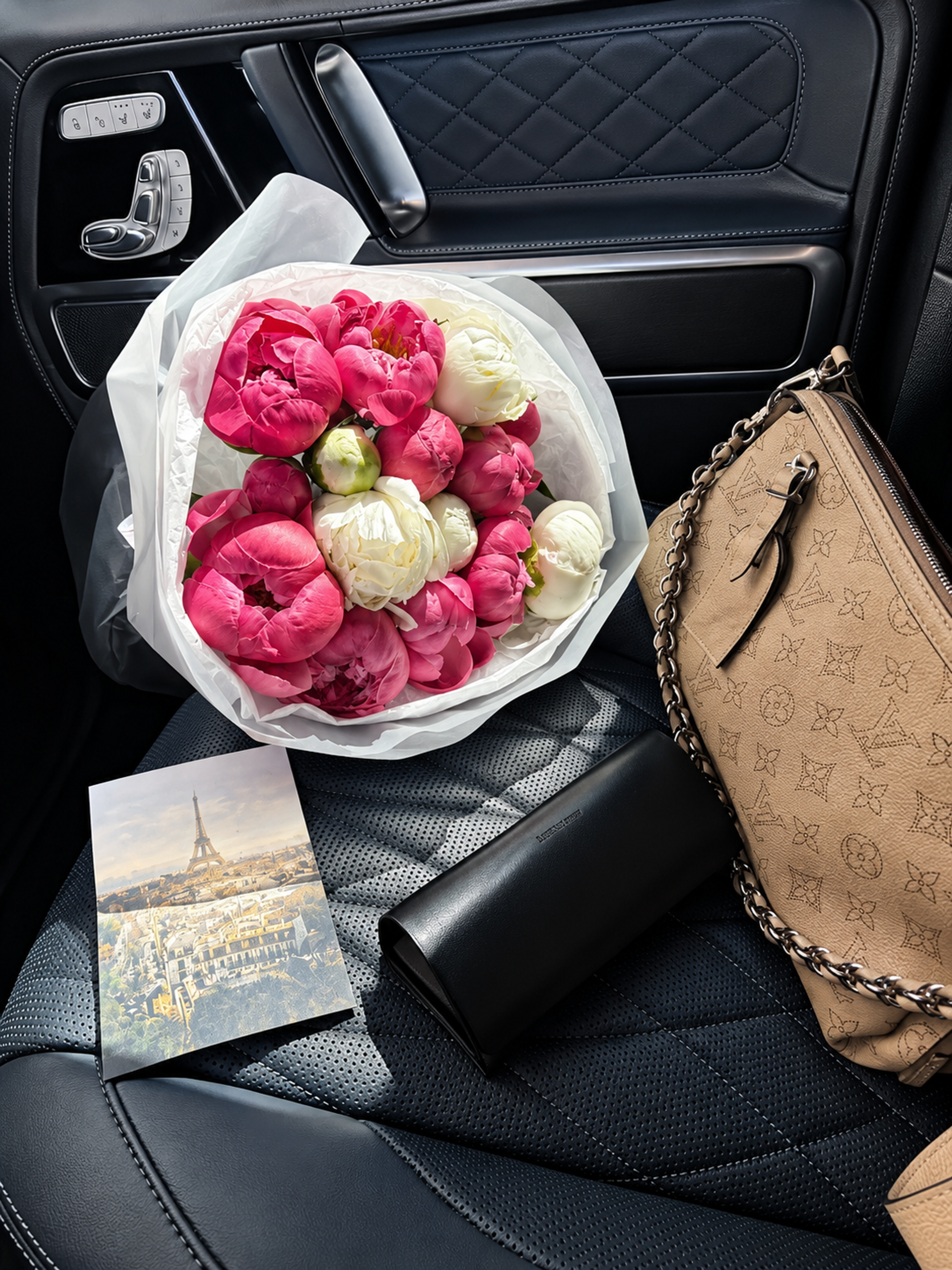 Peonies, coral and white