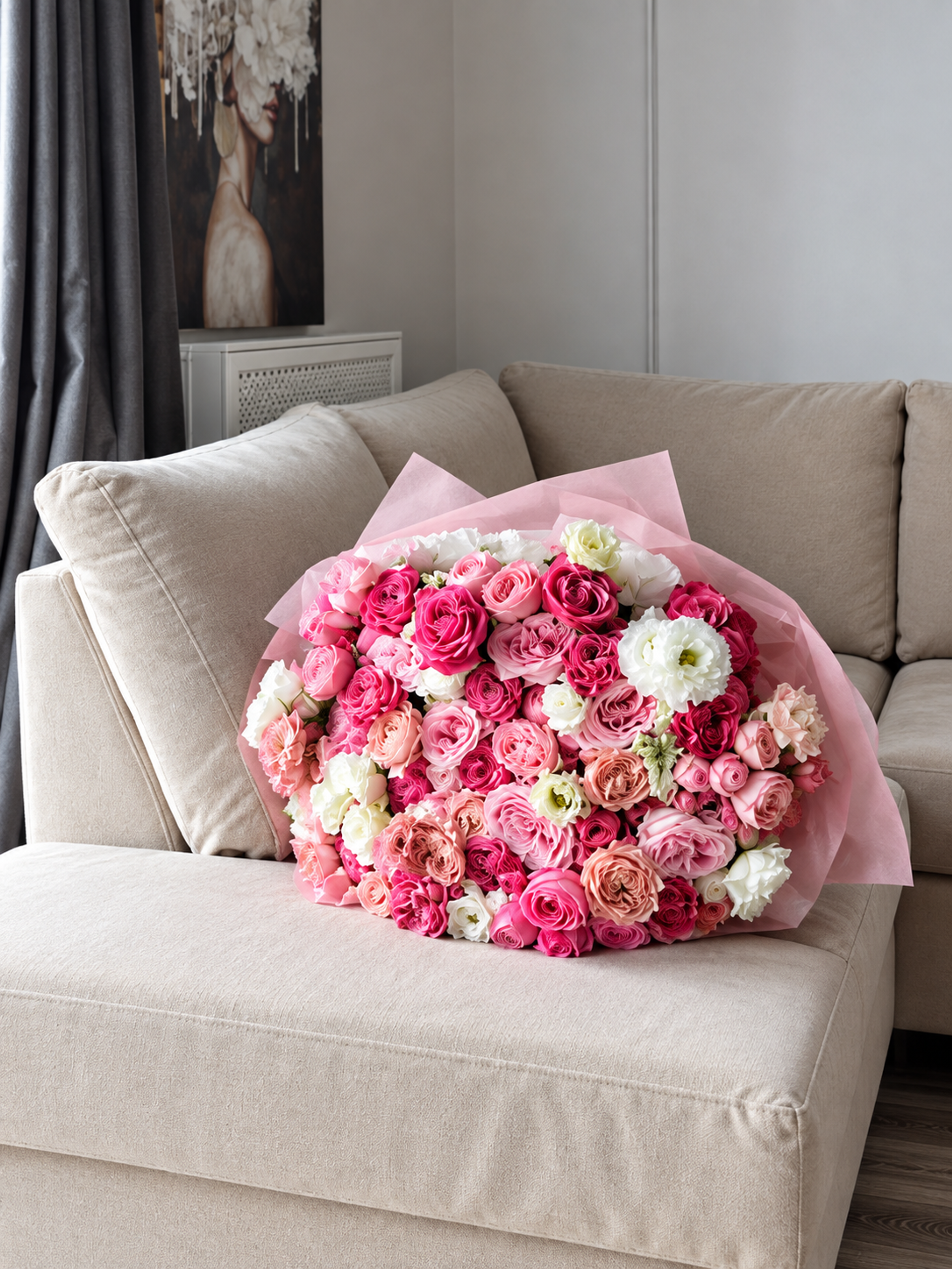 Large peony-rose bouquet