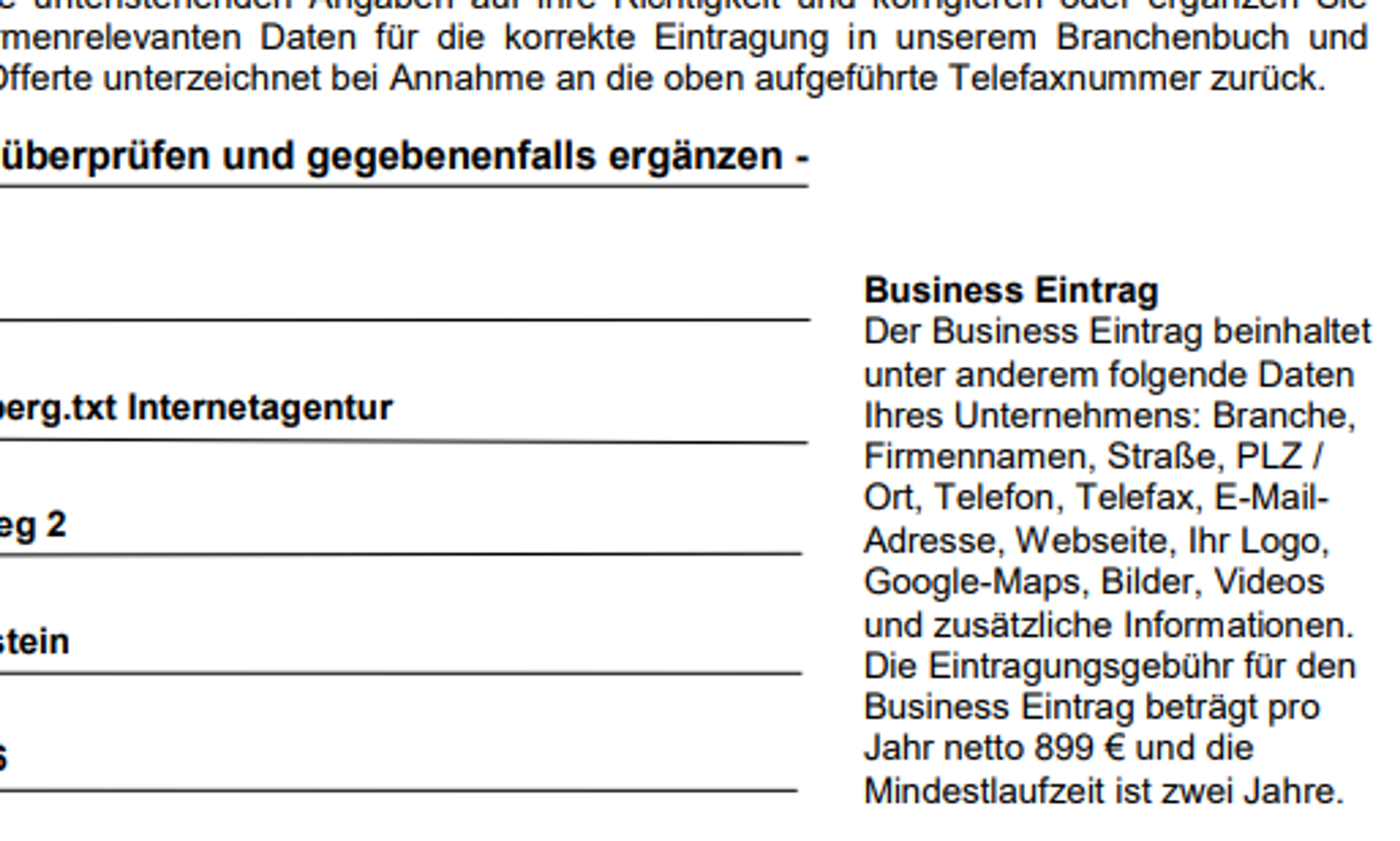 Branchenbucheintrag - Die schier unsterbliche Abzocke