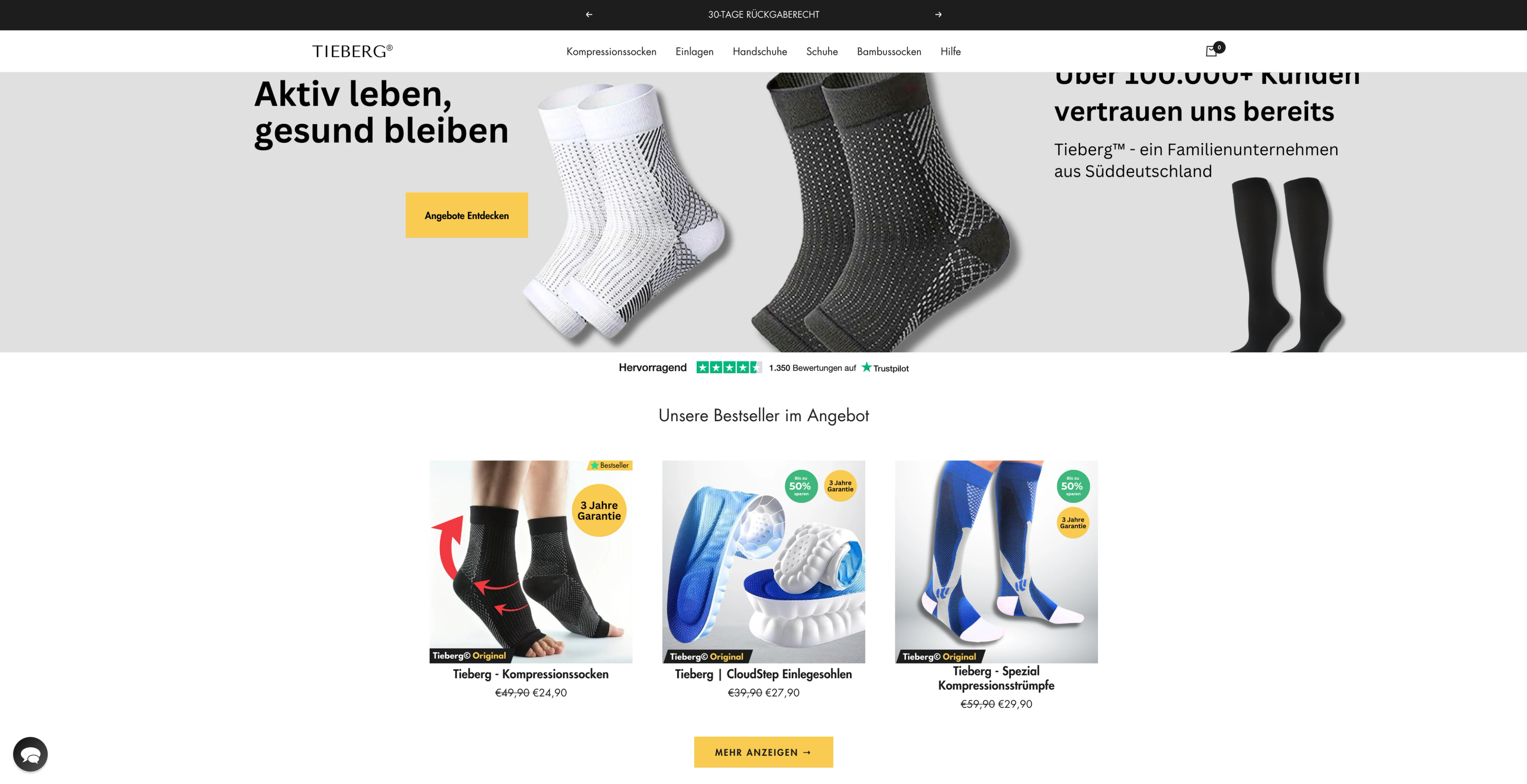 Ist Tieberg seriös? Alle Infos zu dem Shop für Kompressionssocken