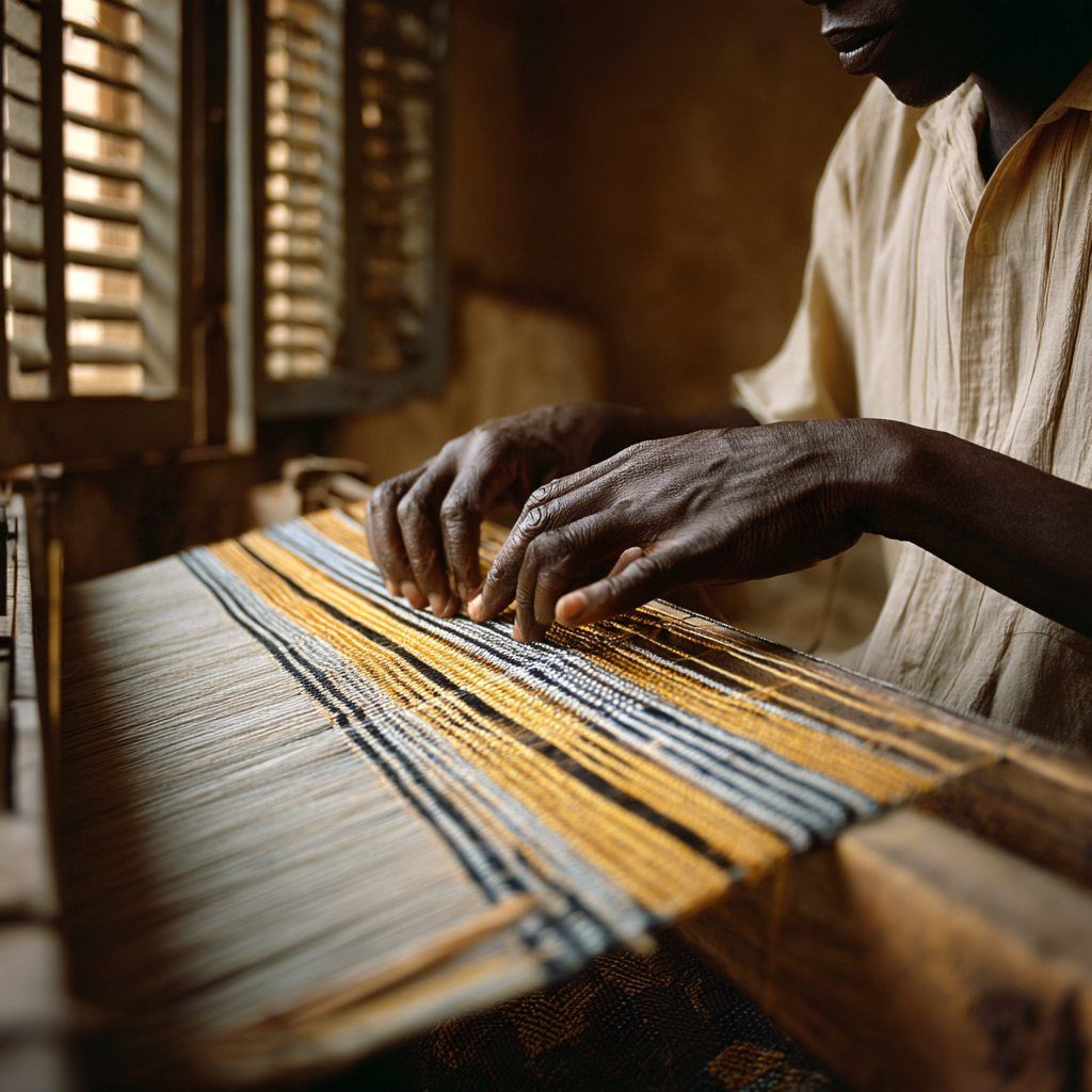 Kente on the loom, Bonwire