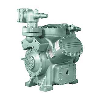 Remanufactured Carrier 5F open reciprocating compressor with R-22 refrigerant.